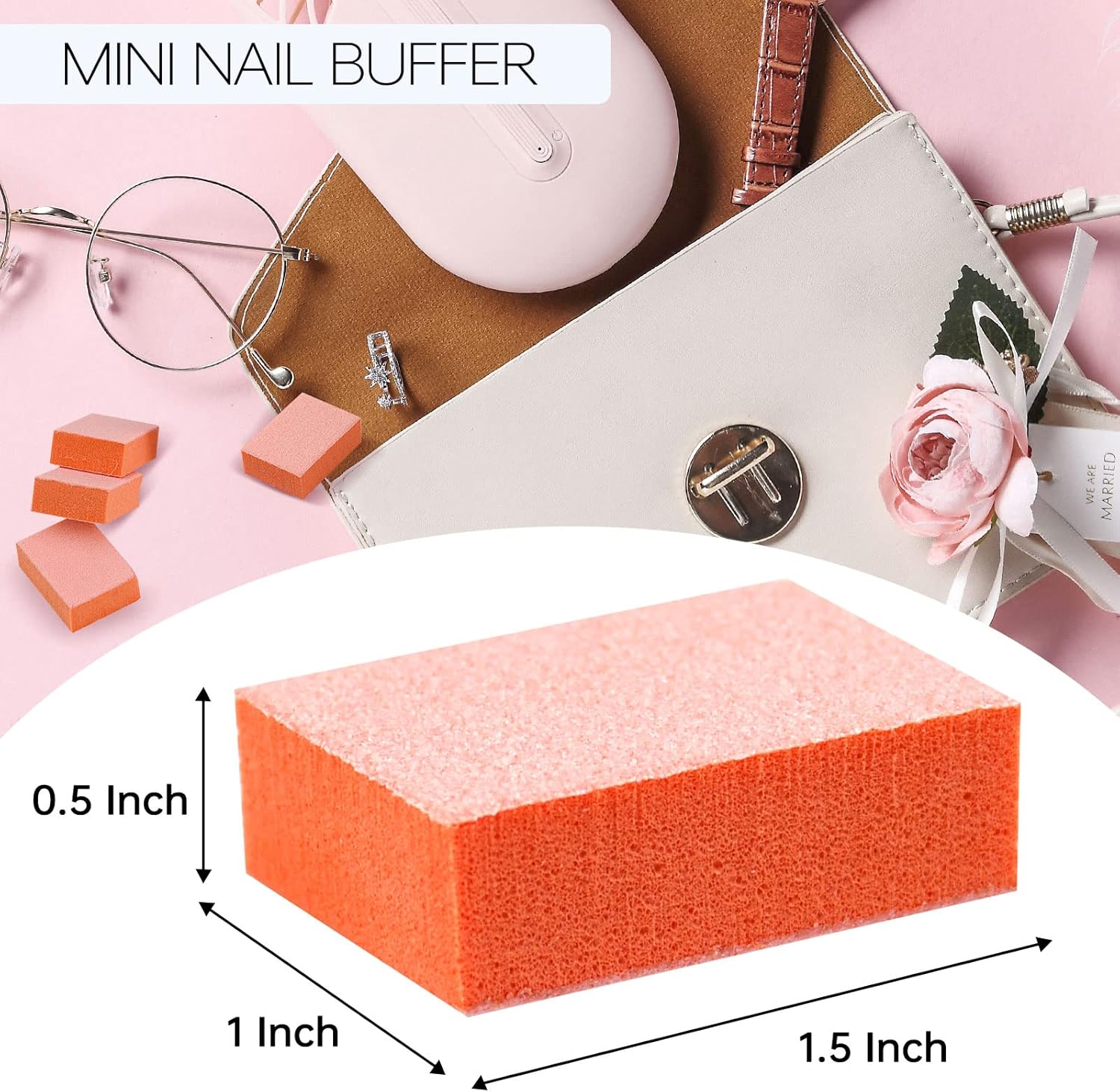 Maryton Mini Nail Buffer Blocks - 80/100 Grit Professional Salon Orange Buffers - Buff Nails Prior to Application of Gel Polish, Acrylic, 50 Count - Image 5
