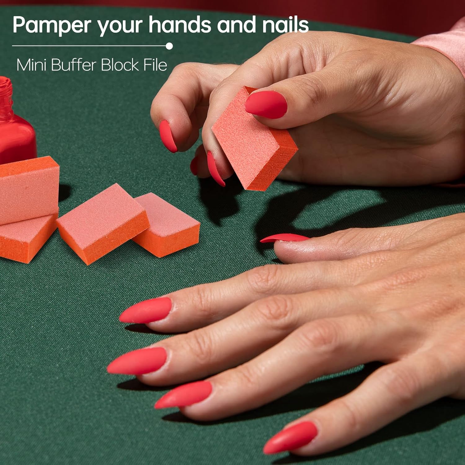 Maryton Mini Nail Buffer Blocks - 80/100 Grit Professional Salon Orange Buffers - Buff Nails Prior to Application of Gel Polish, Acrylic, 50 Count - Image 8