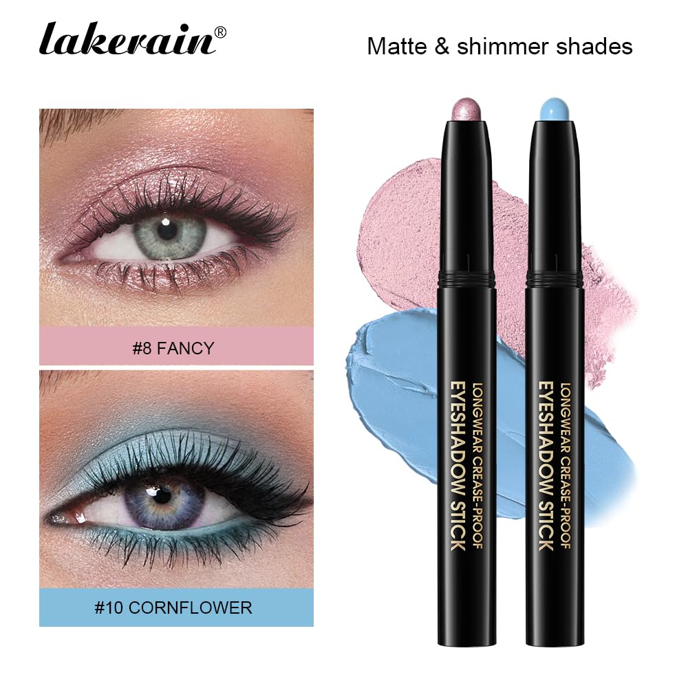 Matte Cream Eyeshadow Stick, Light Blue Eye Shadow Stick for Women【Waterproof】【Long-Lasting】【Ultra-Blendable Formula】 Rotatable Cream Eye Shadow Pencil Crayon (#10) - Image 5