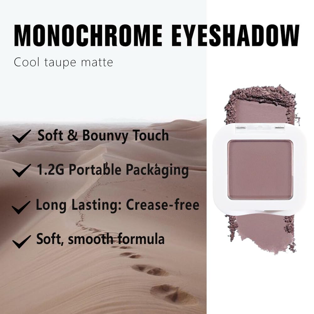 Matte Single Eye Shadow Palette Makeup, Matte Mauve Taupe Monochrome Eyeshadow For Old Women, Mini Single Pressed Pigmented Waterproof Sombras Para Ojos,Vegan, Talc, Paraben&Cruelty Free, 05 - Image 3