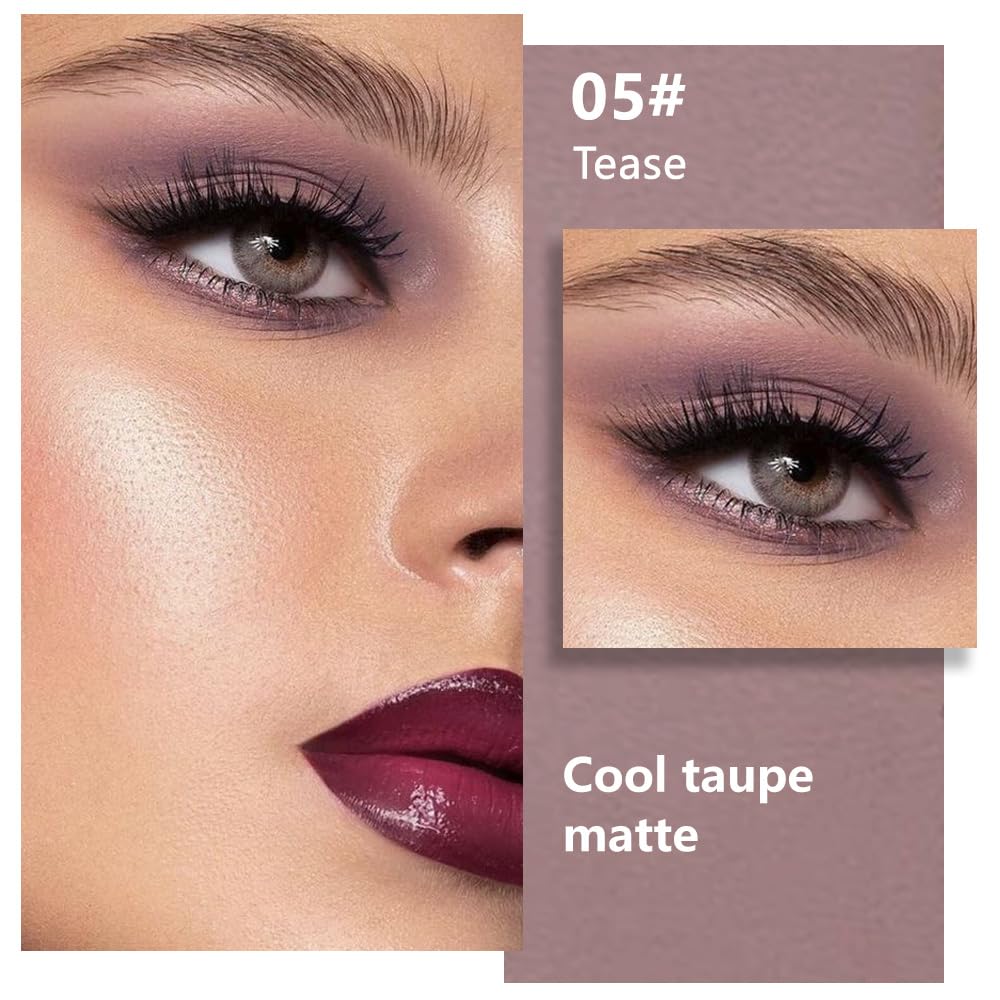 Matte Single Eye Shadow Palette Makeup, Matte Mauve Taupe Monochrome Eyeshadow For Old Women, Mini Single Pressed Pigmented Waterproof Sombras Para Ojos,Vegan, Talc, Paraben&Cruelty Free, 05 - Image 2