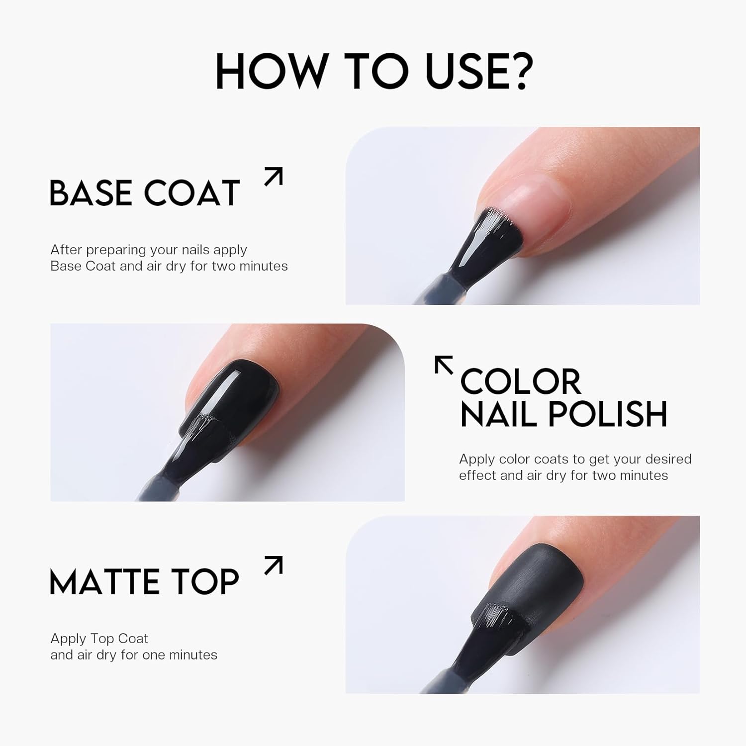 Matte Top Coat Nail Polish: Clear Quick Dry Nail Polish Fast Air Drying Long Lasting Clear Coat Matt Effect for Manicure Salon Quality 0.34 FL Oz - Image 8