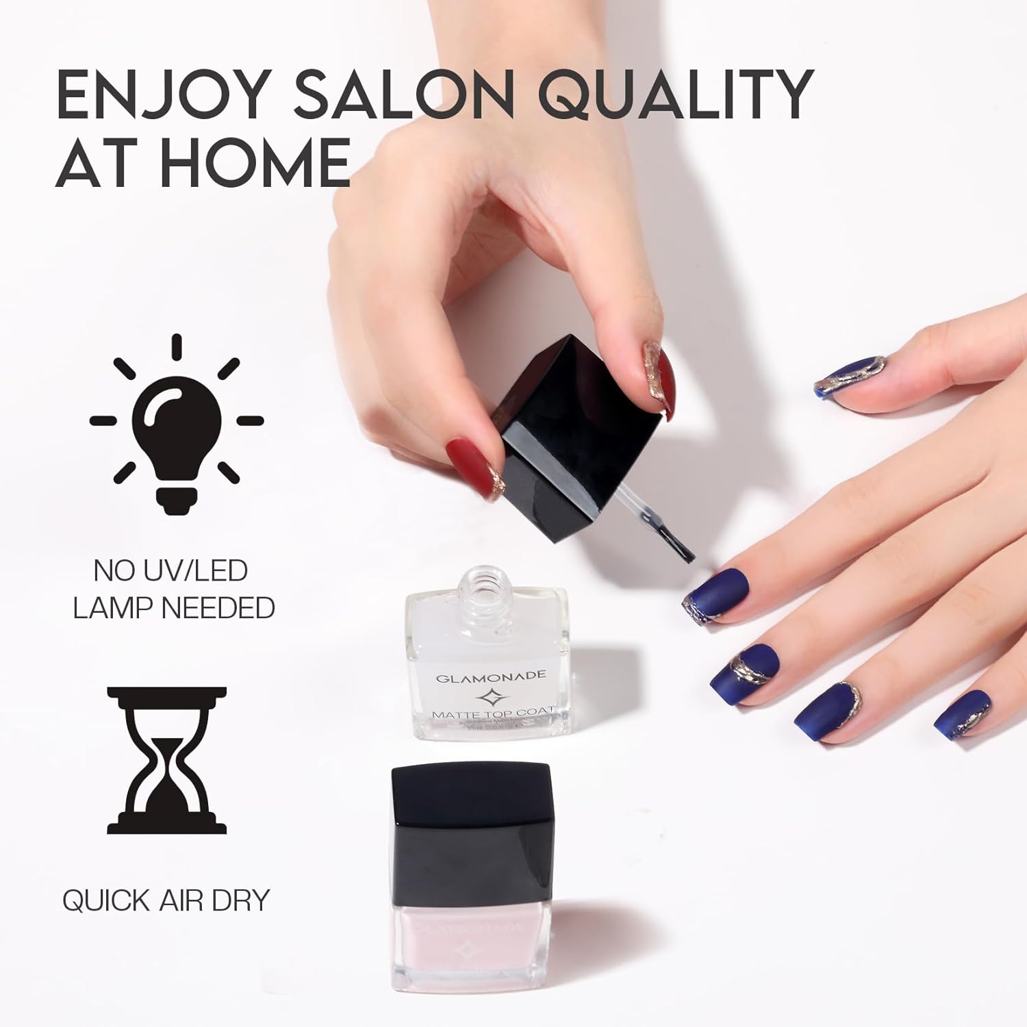 Matte Top Coat Nail Polish: Clear Quick Dry Nail Polish Fast Air Drying Long Lasting Clear Coat Matt Effect for Manicure Salon Quality 0.34 FL Oz - Image 7