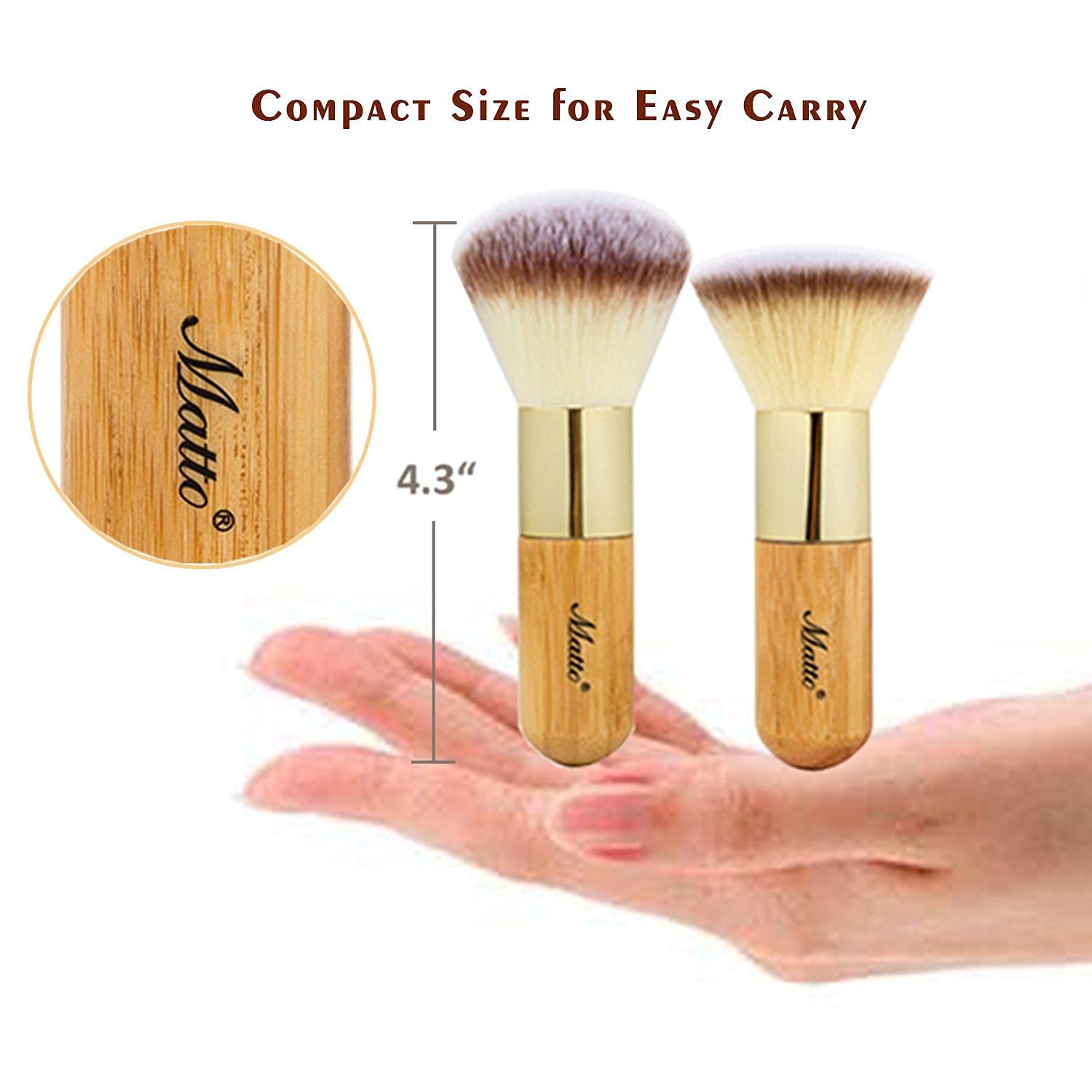 Matto Makeup Brush Set 2 Pieces Face Blush Kabuki Powder Foundation Makeup Brushes for Mineral BB Cream - Image 5