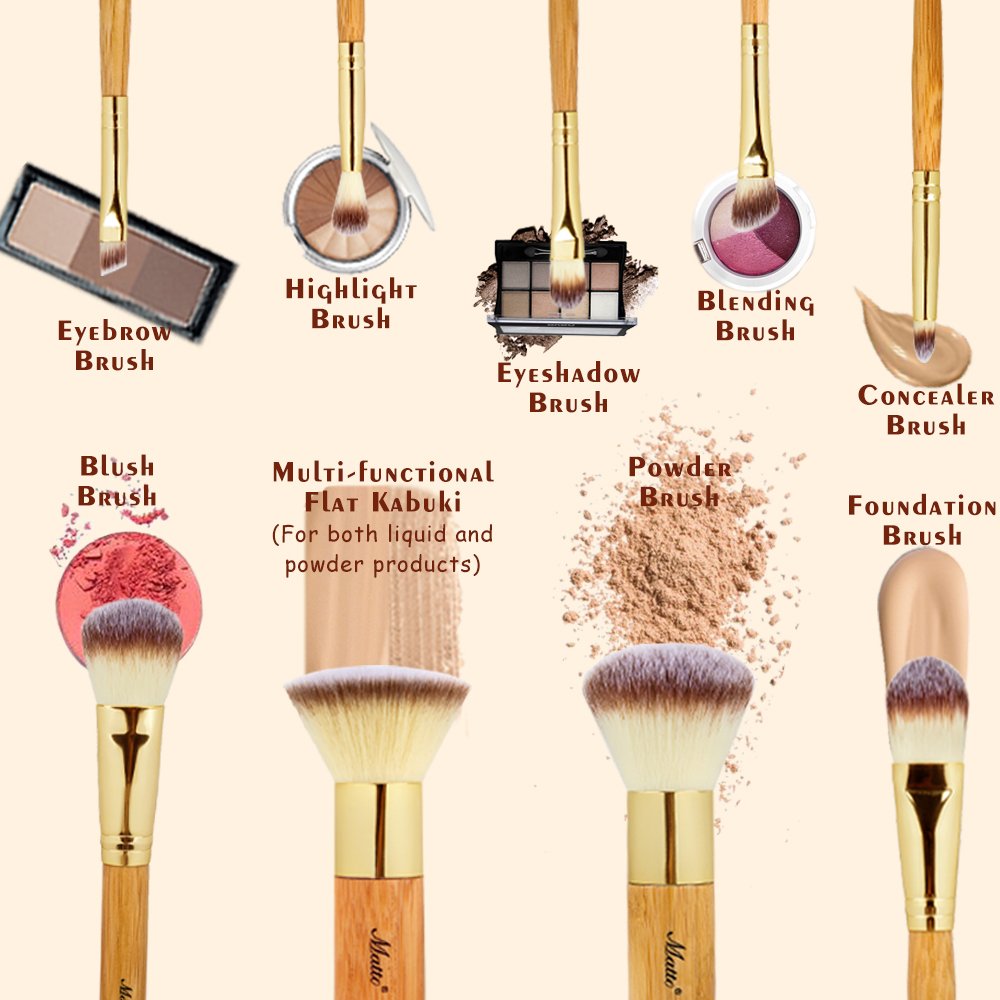 Matto Makeup Brushes 9-Piece Makeup Brush Set Foundation Brush with Travel Makeup Bag - Image 2