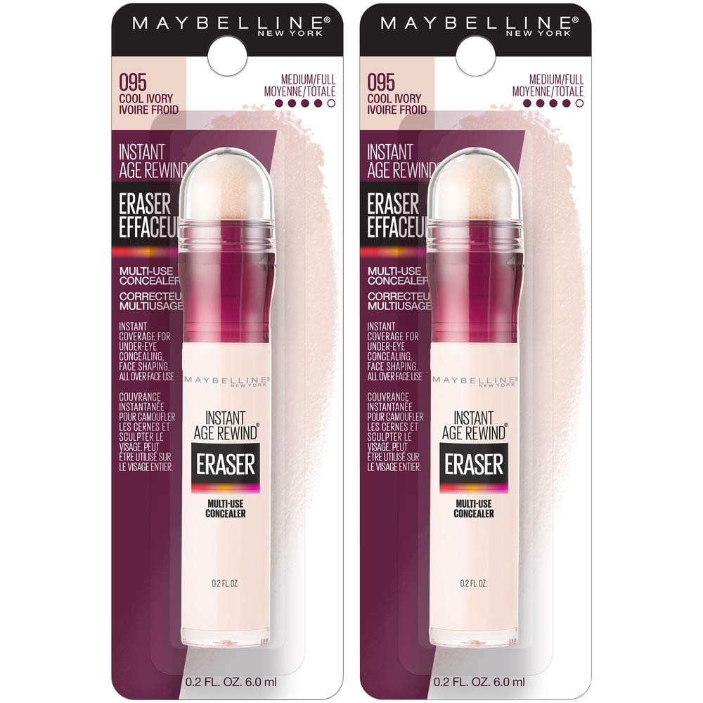 Maybelline Instant Age Rewind Eraser Dark Circles Treatment Multi-Use Concealer, Cool Ivory, 0.2 Fl Oz (Pack of 2) (Packaging May Vary) - Image 4