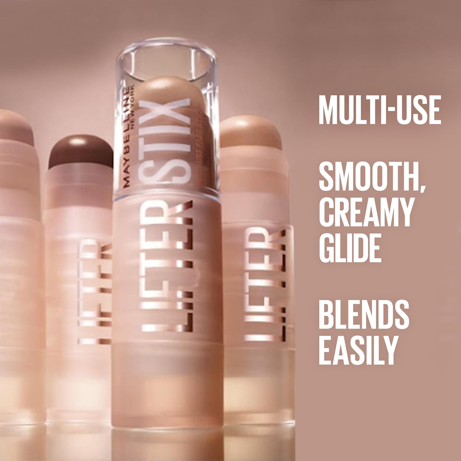 Maybelline Lifter Stix Multi-Use Face Stick - Contour, Bronzer, Concealer and Foundation Stick, All-In-One Creamy Face Makeup with Cranberry Seed Oil, 90, 1 Count - Image 3