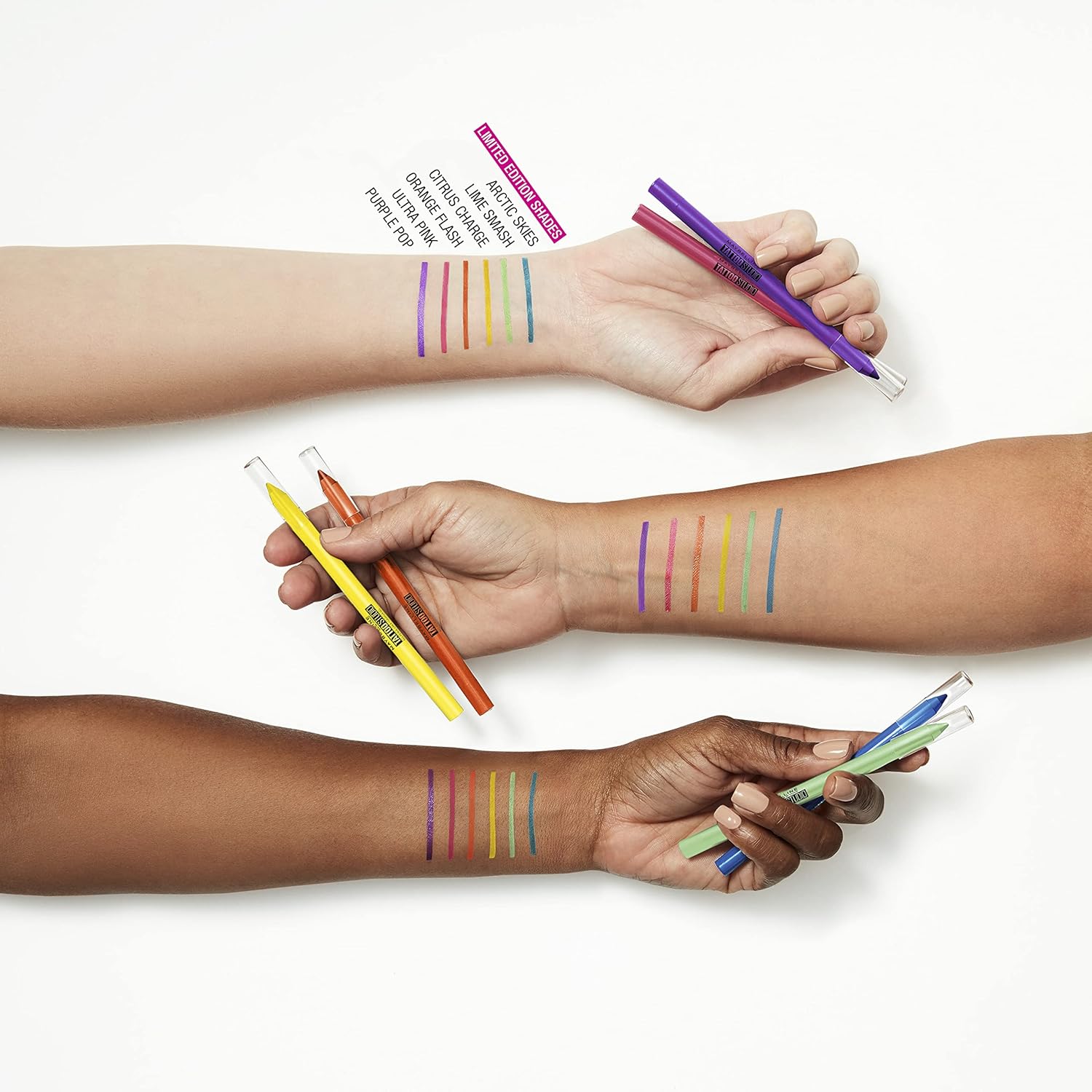 MAYBELLINE New York Tattoo Studio Long-Lasting Sharpenable Eyeliner Pencil, Glide on Smooth Gel Pigments with 36 Hour Wear, Waterproof Orange Flash 0.04 oz - Image 5