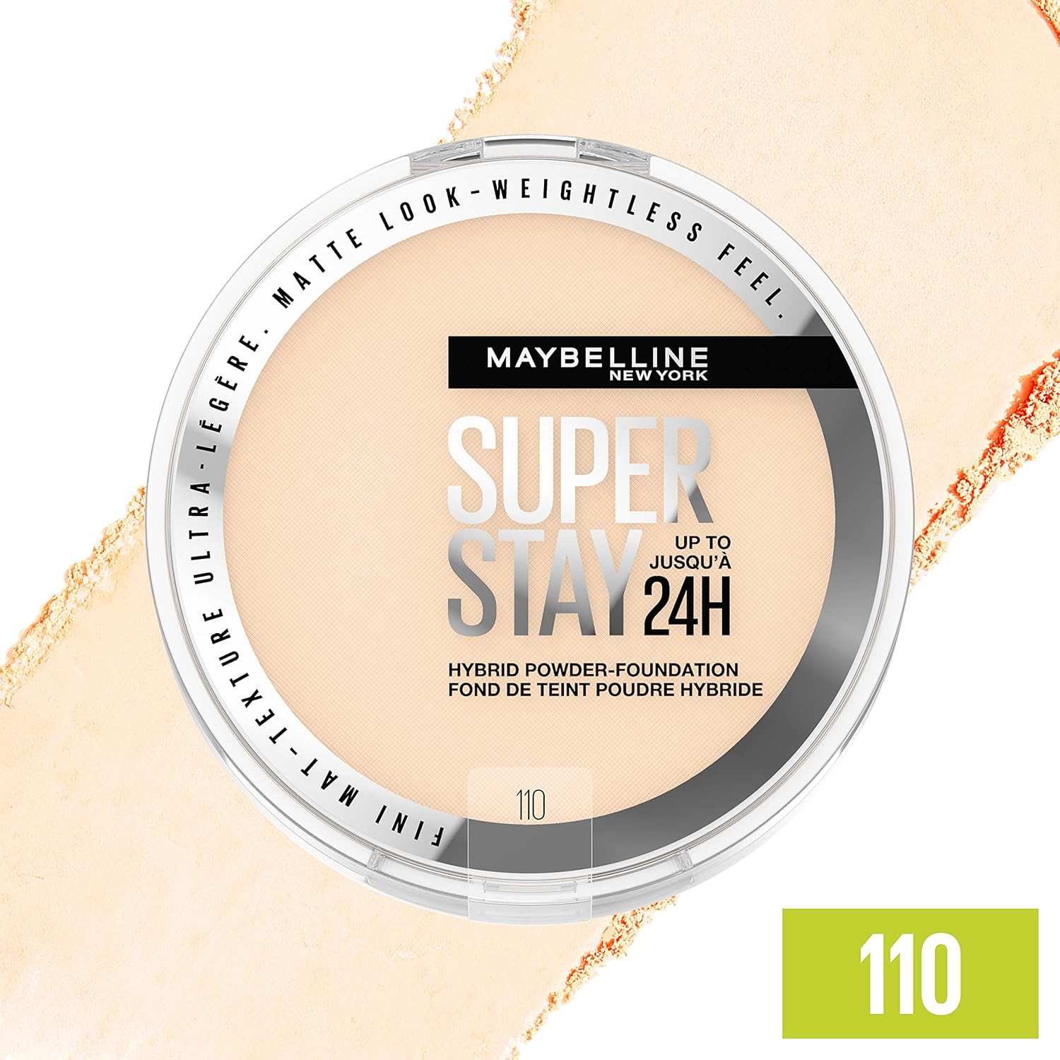 Maybelline Super Stay Up to 24HR Hybrid Powder-Foundation, Medium-to-Full Coverage Makeup, Matte Finish, 110, 1 Count - Image 4