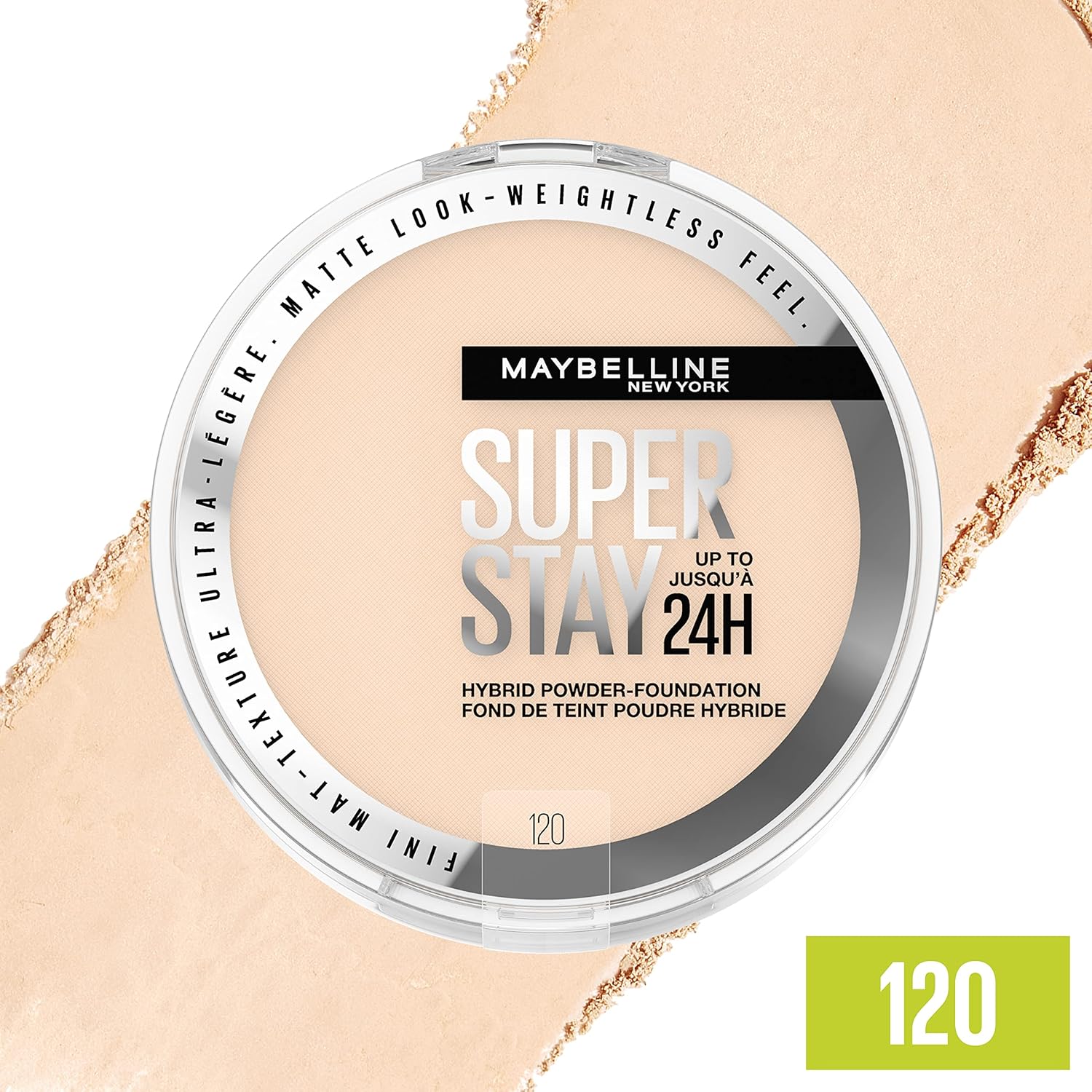 Maybelline Super Stay Up to 24HR Hybrid Powder-Foundation, Medium-to-Full Coverage Makeup, Matte Finish, 120, 1 Count - Image 4