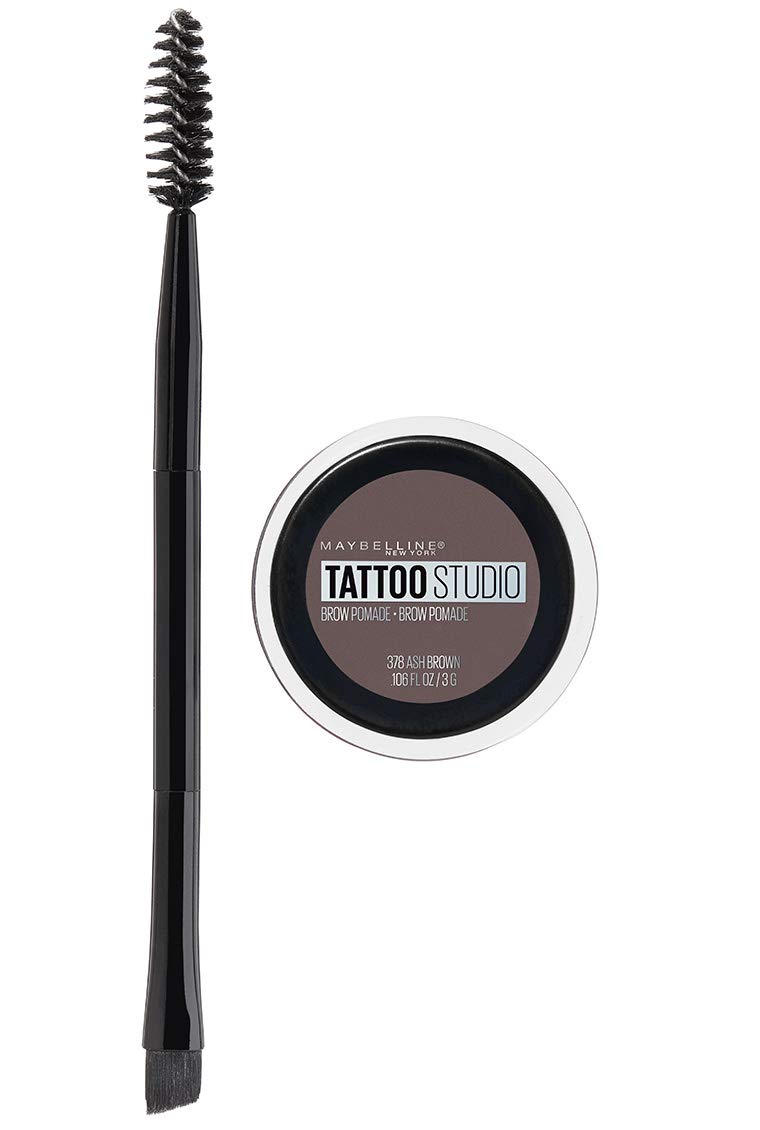 Maybelline TattooStudio Brow Pomade Long Lasting, Buildable, Eyebrow Makeup, Ash Brown, 1 Count