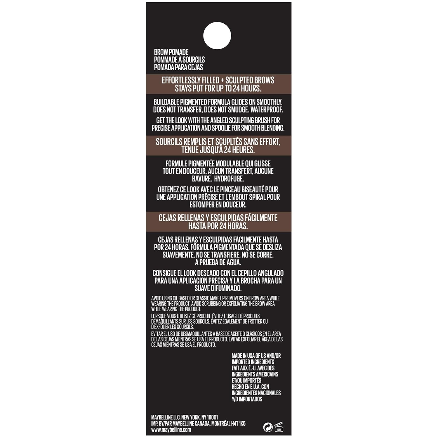 Maybelline TattooStudio Brow Pomade Long Lasting, Buildable, Eyebrow Makeup, Ash Brown, 1 Count - Image 3