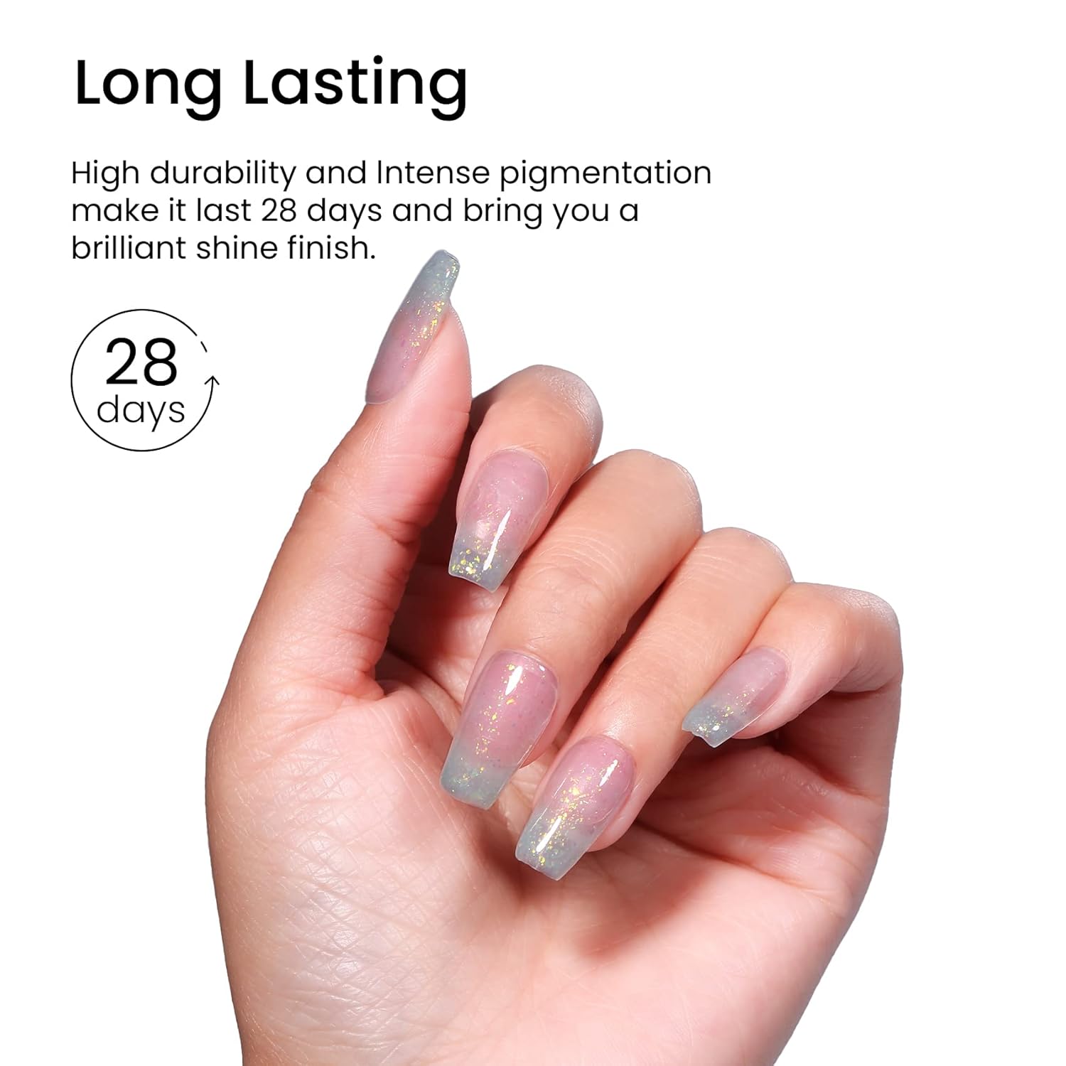 MAYCHAO 15ML Light Green Glitter Gel Nail Polish 1Pc Green Shimmer Gel Polish Soak Off UV LED Nail Polish Nail Art Starter Manicure Salon DIY at Home, 0.5 OZ - Image 4