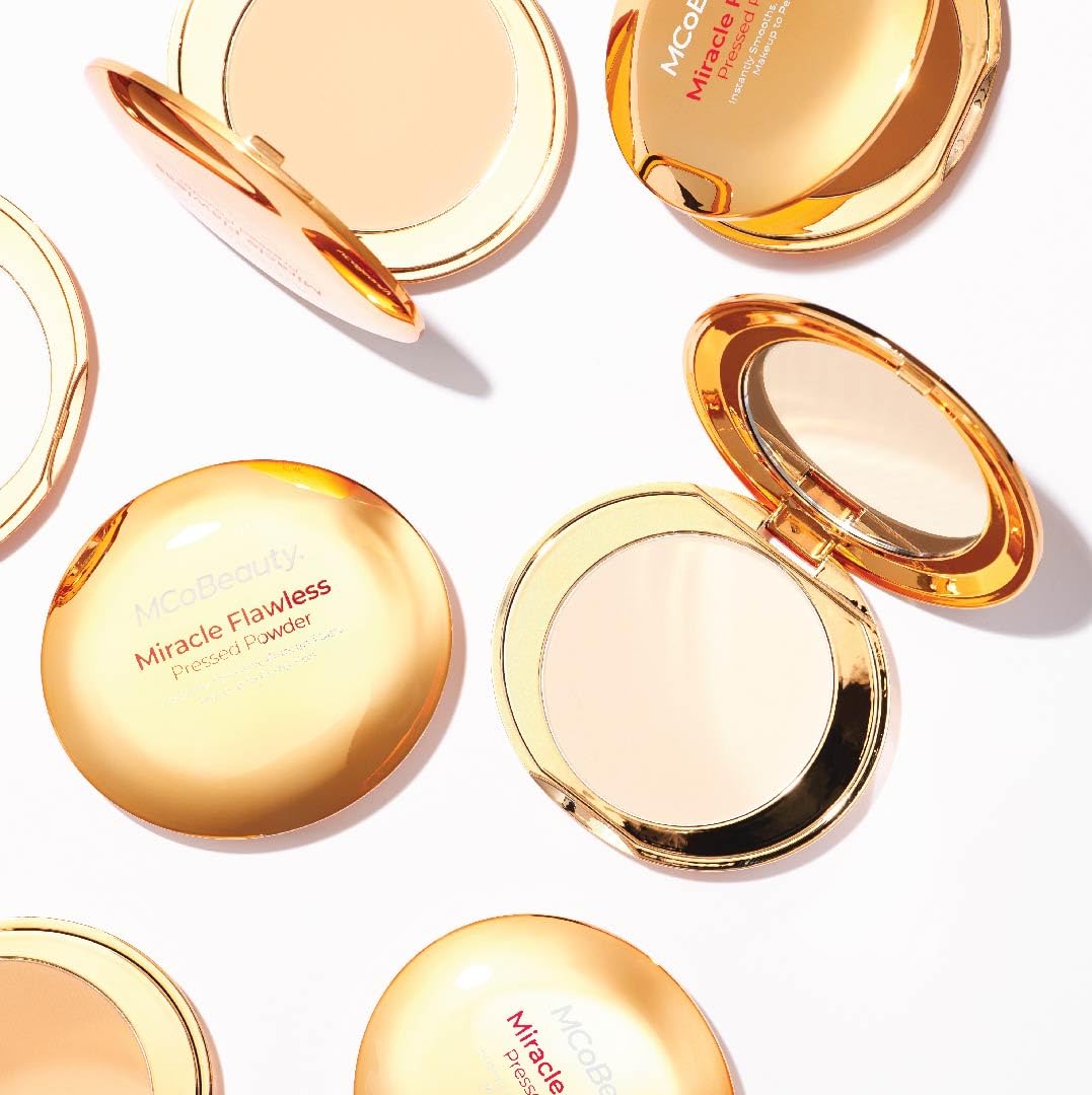 MCoBeauty Miracle Flawless Pressed Powder, Medium Warm Shade, Oil-Control, Soft-Focus Finish with Hydrating Rose Flower Extract & Sweet Almond Oil, Vegan, Cruelty Free Cosmetics - Image 3