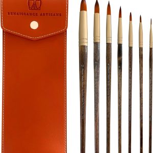 Medici Series - Round Watercolor Brushes (7 Pieces). Kolinsky Sable Performance, Outstanding Color Flow, Durable Design & Precision Shape Retention