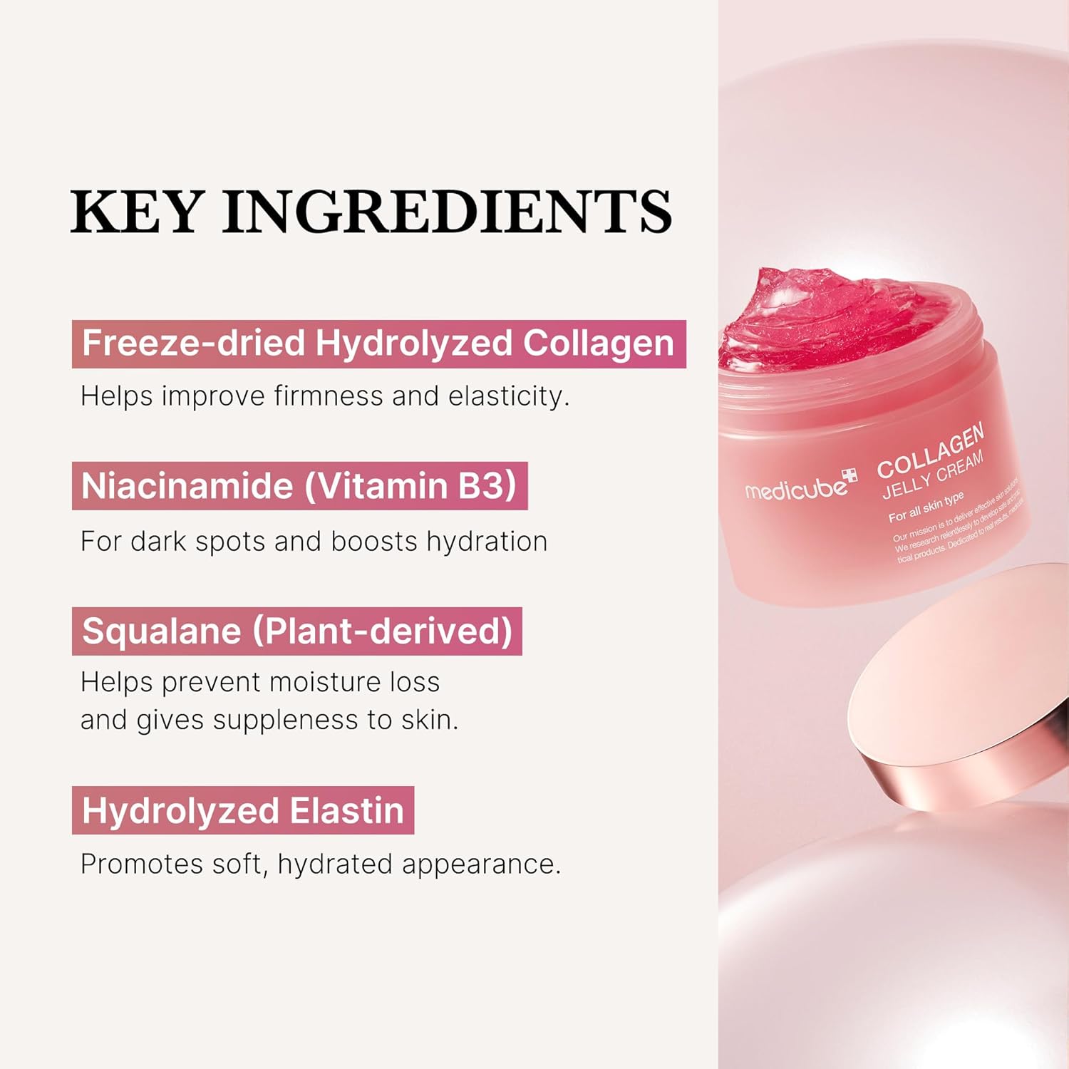 medicube Collagen Jelly Cream- Niacinamide & Freeze-Dried Hydrolyzed Collagen - Boosts skin's barrier hydration and gives 24h Glow & Lifted Look - Korean skincare (1.69 Fl Oz (Pack of 1)) - Image 6