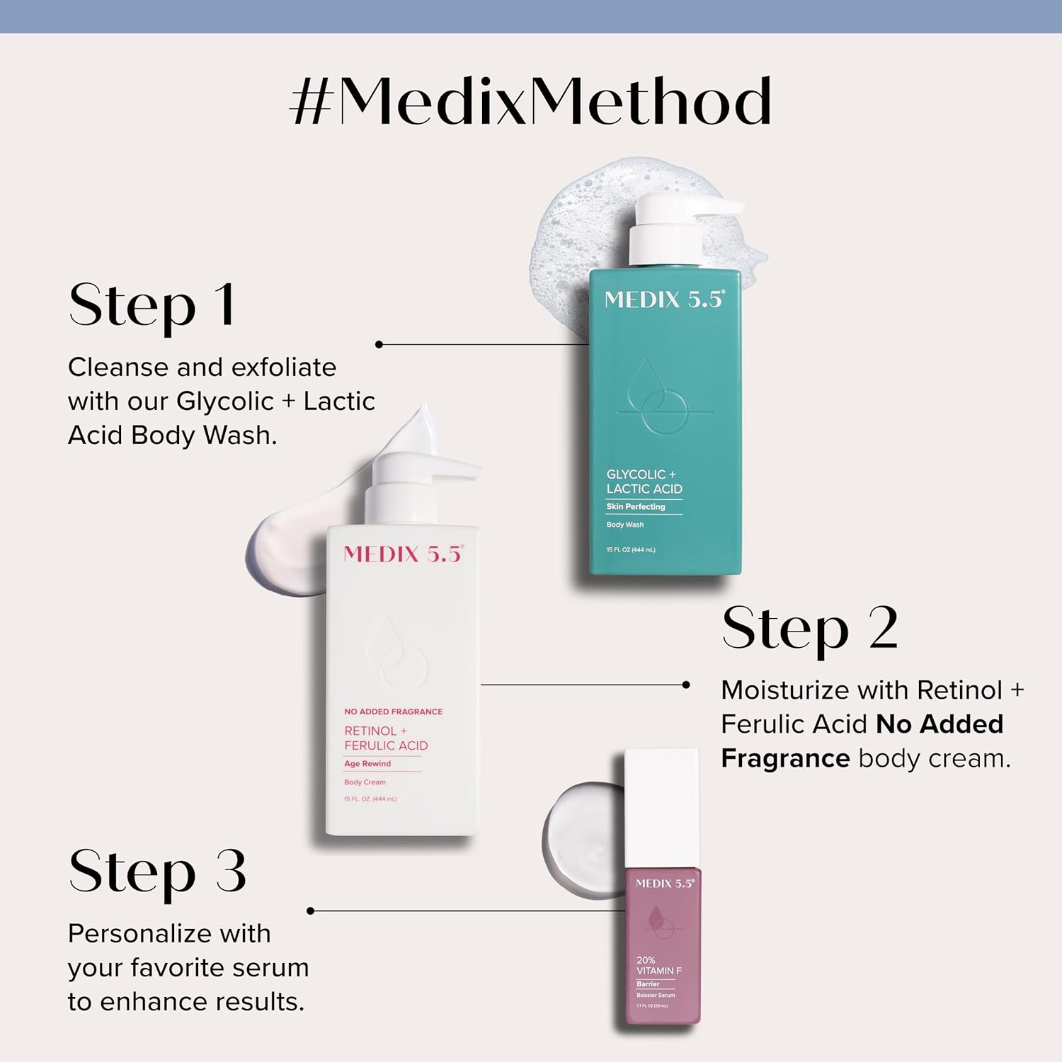 MEDIX Fragrance Free Retinol Body Lotion Crepey Skin Care Treatment | Firming Body & Face Moisturizer | Anti Aging Retinol Cream For Face Targets Look Of Crepe Skin & Wrinkles, 15 Fl Oz - Image 5