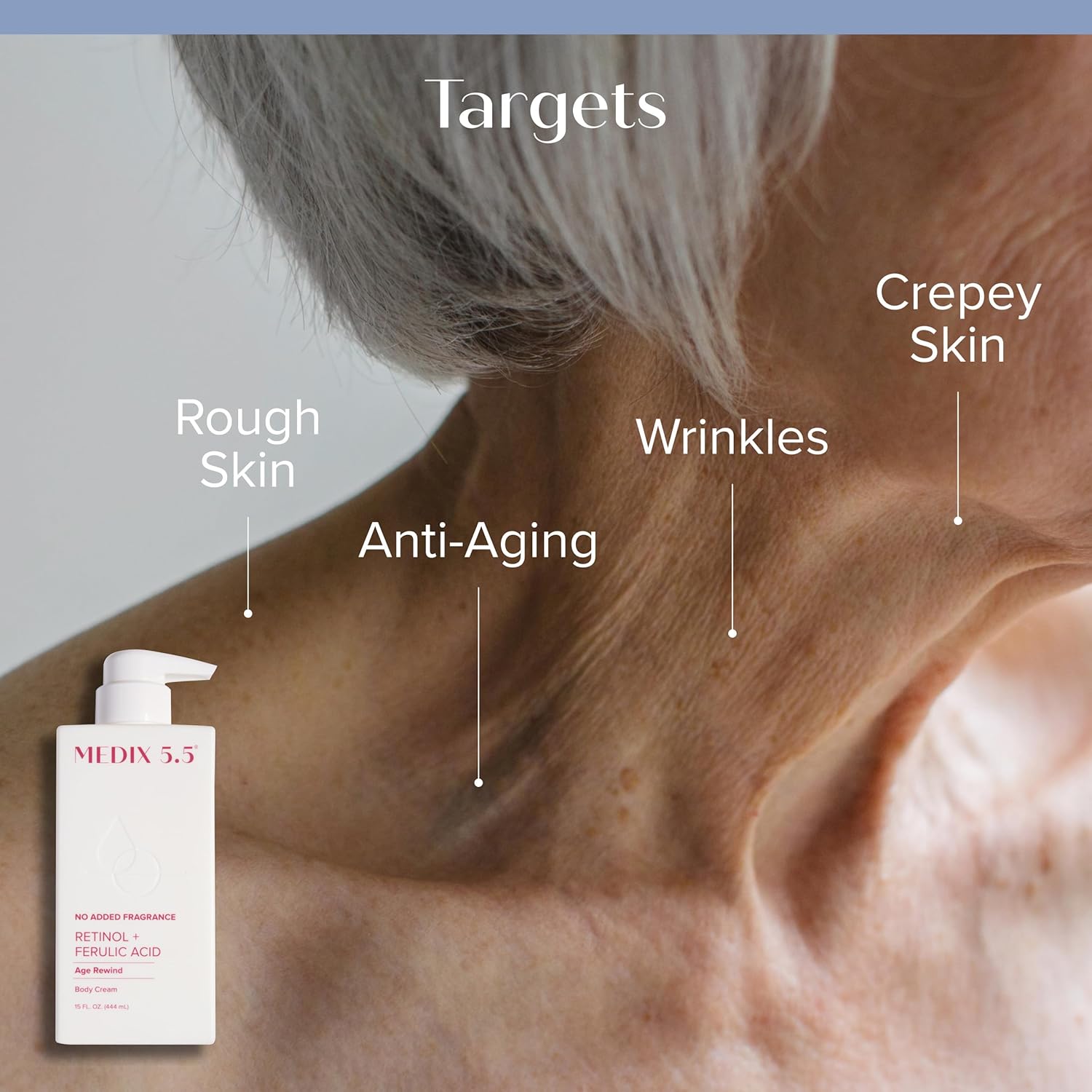 MEDIX Fragrance Free Retinol Body Lotion Crepey Skin Care Treatment | Firming Body & Face Moisturizer | Anti Aging Retinol Cream For Face Targets Look Of Crepe Skin & Wrinkles, 15 Fl Oz - Image 2