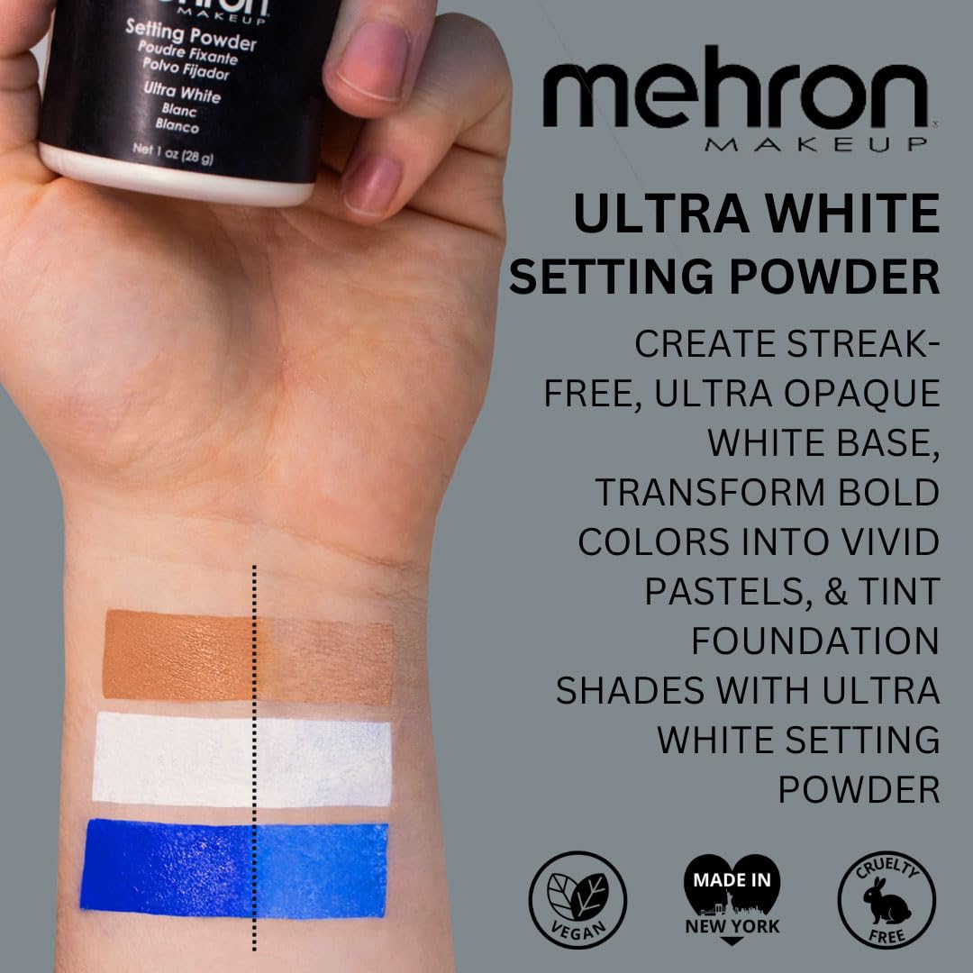 Mehron Makeup Setting Powder | Loose Powder Makeup | Loose Setting Powder Makeup Perfect for Halloween 1 oz (28 g) (Ultra White) - Image 6
