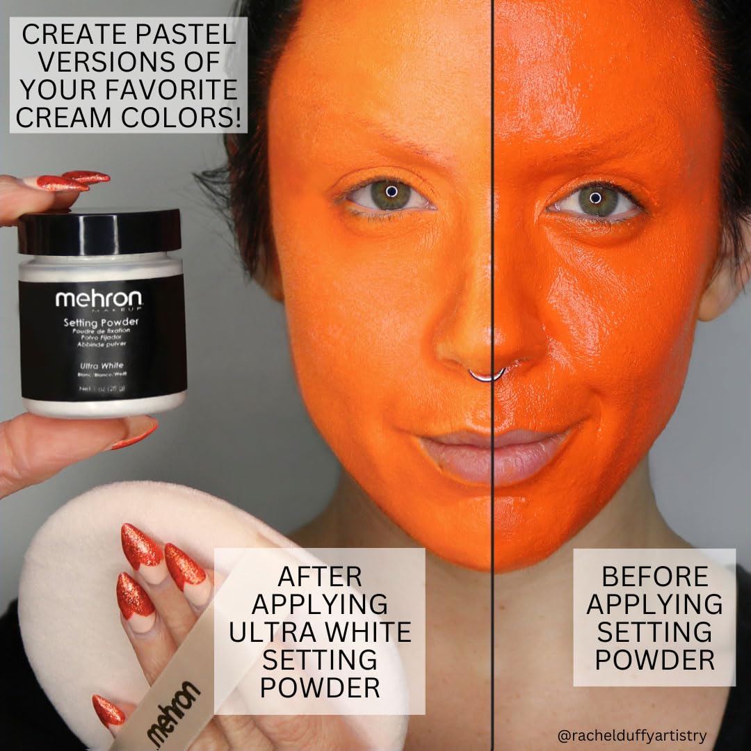 Mehron Makeup Setting Powder | Loose Powder Makeup | Loose Setting Powder Makeup Perfect for Halloween 1 oz (28 g) (Ultra White) - Image 2