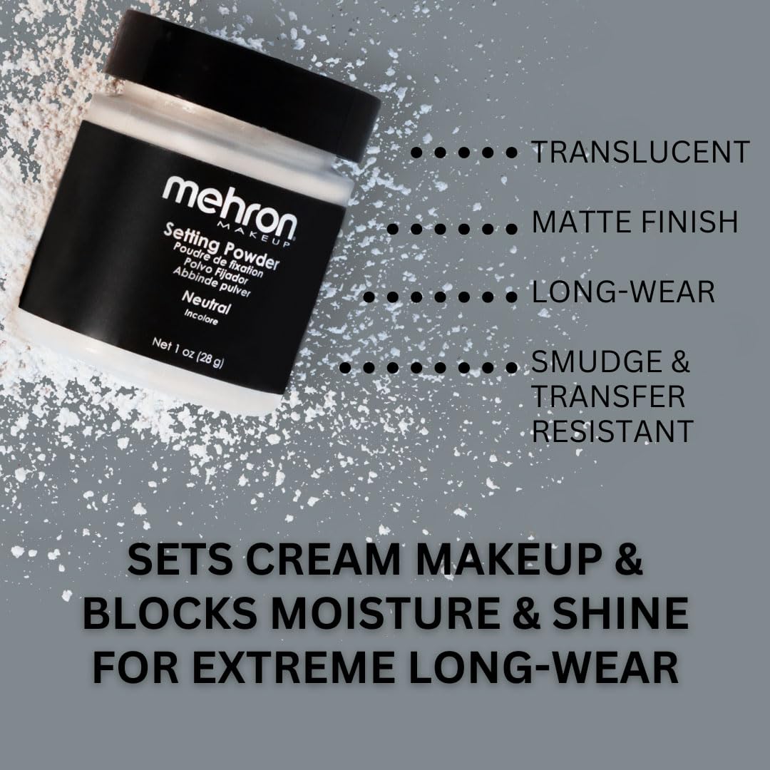 Mehron Makeup Setting Powder | Loose Powder Makeup | Perfect for Halloween 1 oz (28 g) (Neutral) - Image 3