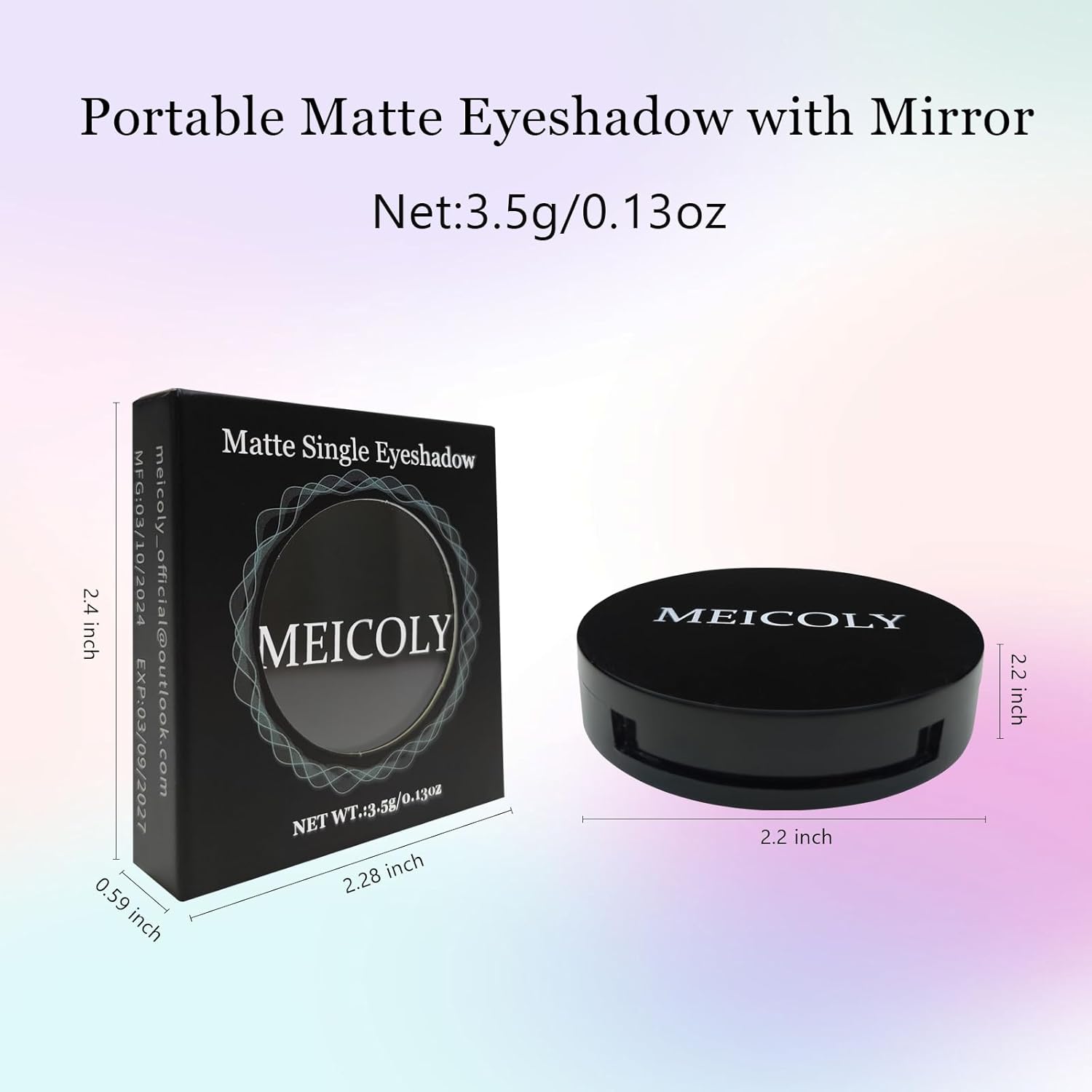 MEICOLY Black Eye Shadow with Mirror,Matte Single Eyeshadow for Halloween,Pressed Powder Eyeshadow Makeup,Matte Shade Eyelid Color Eye Makeup for Women,High Pigment,Long Wear,Waterproof,Intense Color - Image 7
