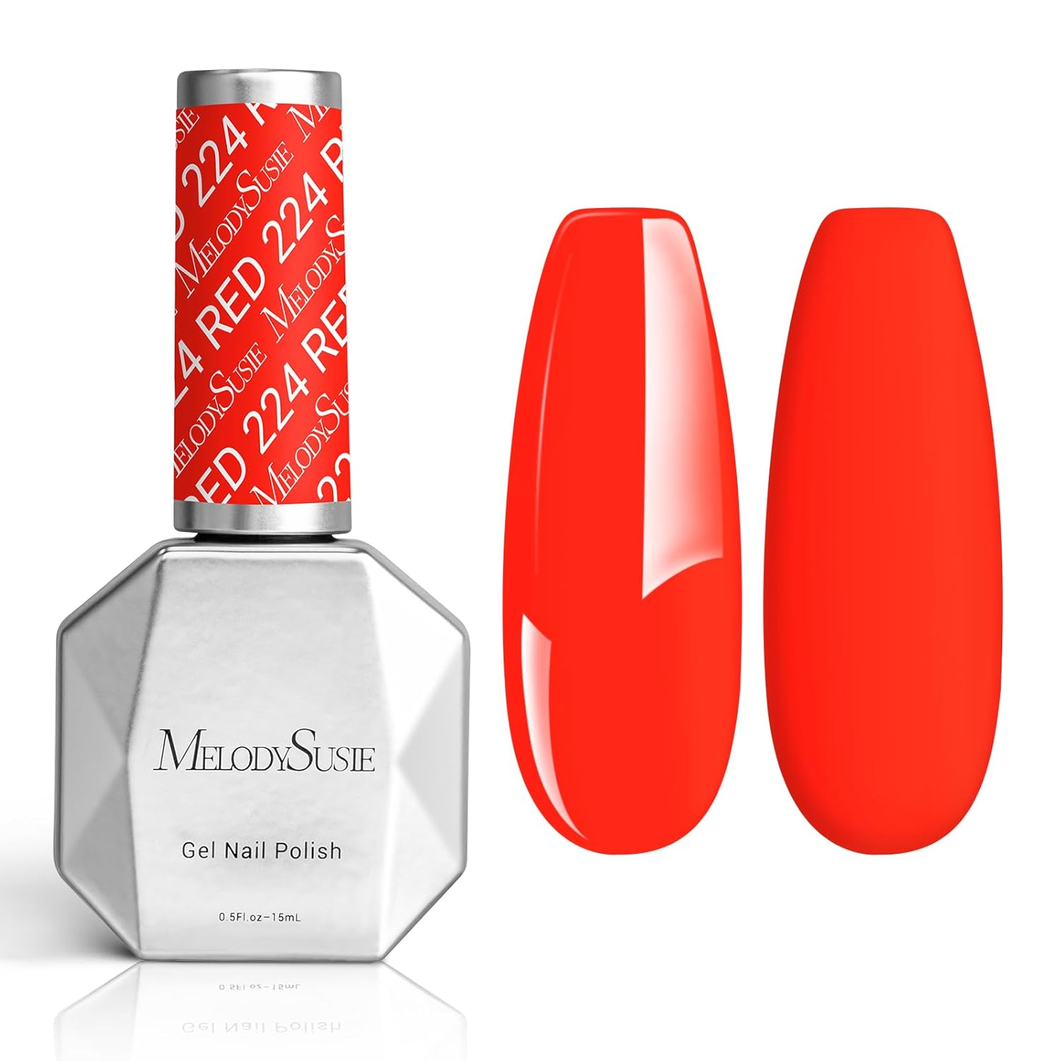 MelodySusie Thick Neon Orange Gel Nail Polish,0.5fl oz Lively Organge Nail Soak Off UV LED Bright Orange Gel Polish Gift for Women Nail Art Manicure Salon DIY Nail Design Decoration at Home-224