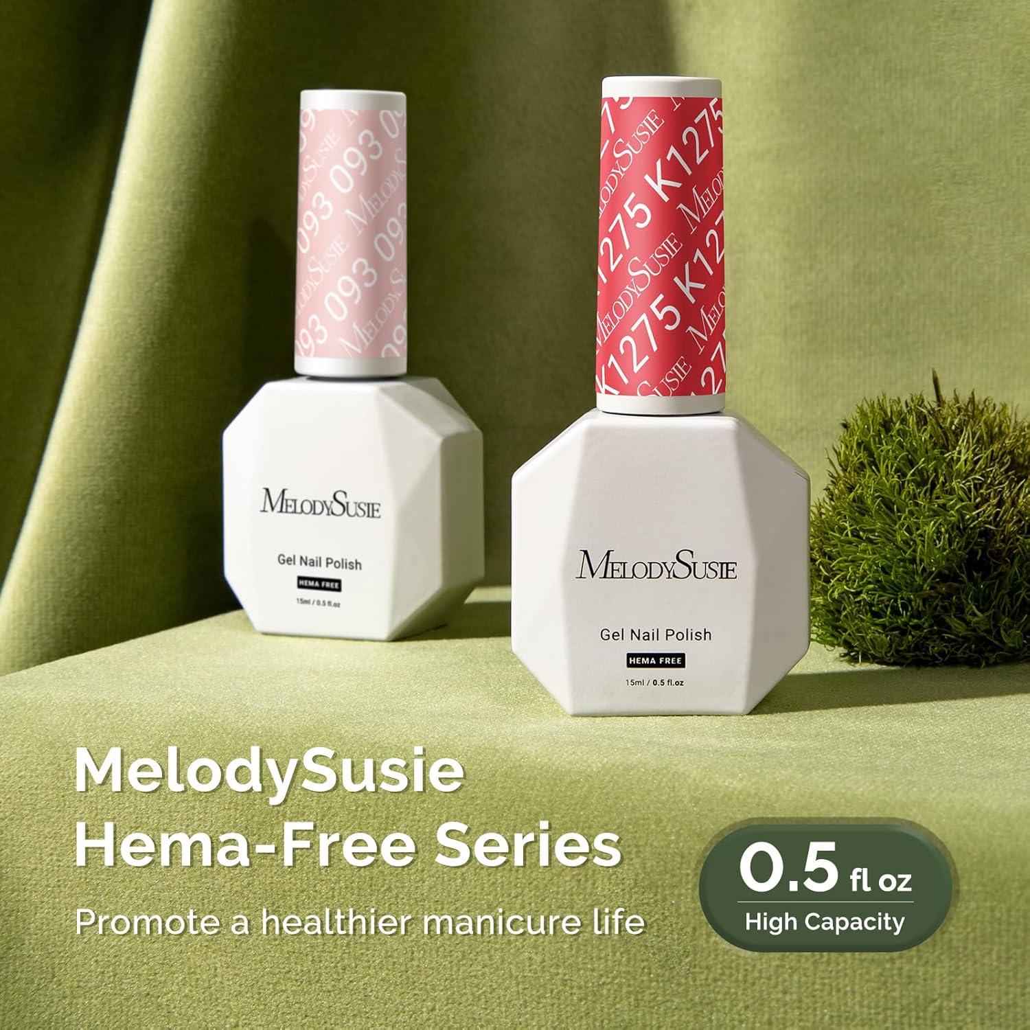 MelodySusie Hema Free Gel Nail Polish, 0.5 Fl Oz Thick Bright Coral Red Gel Polish, Non-Toxic, Long Lasting, Soak Off UV Nail Polish, Manicure Nail Design Salon DIY Nail Art at Home K1275 - Image 7