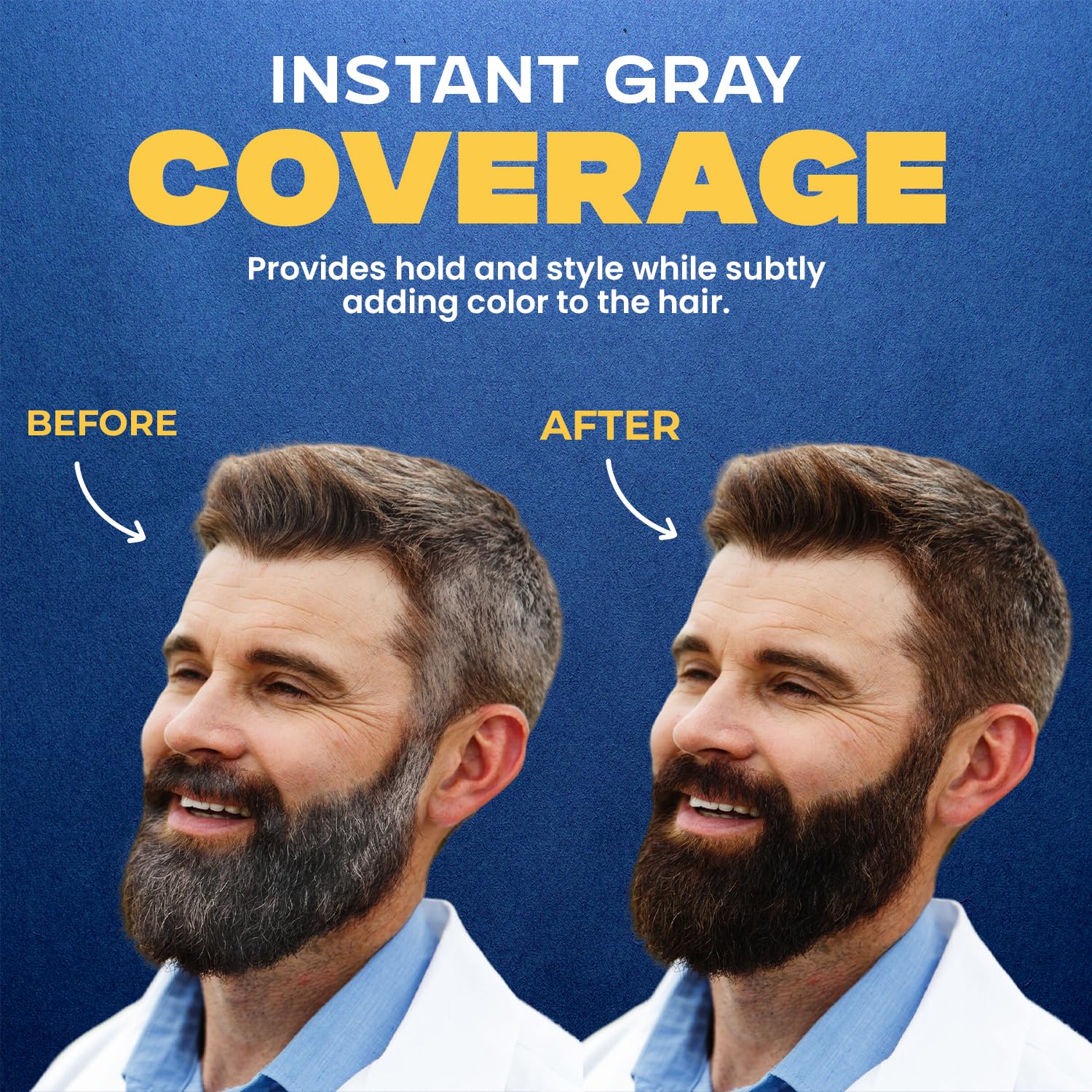 MENFIRST - Hair and Beard Pomade for Men - Instant Gray Coverage for Medium Brown to Black Styling Paste - Darkens White Hair Like a Wax - 1 Pack - Image 4