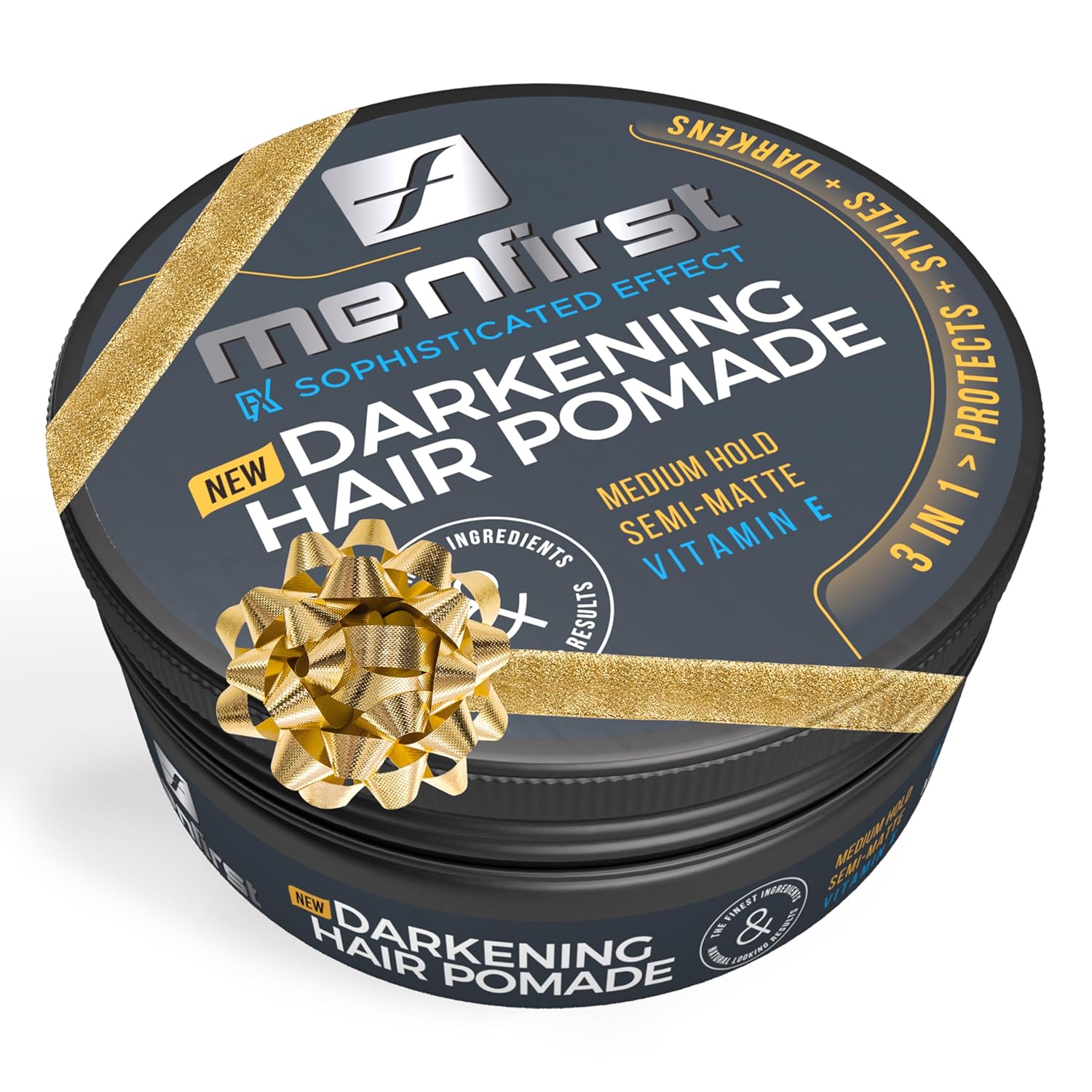 MENFIRST - Hair and Beard Pomade for Men - Instant Gray Coverage for Medium Brown to Black Styling Paste - Darkens White Hair Like a Wax - 1 Pack