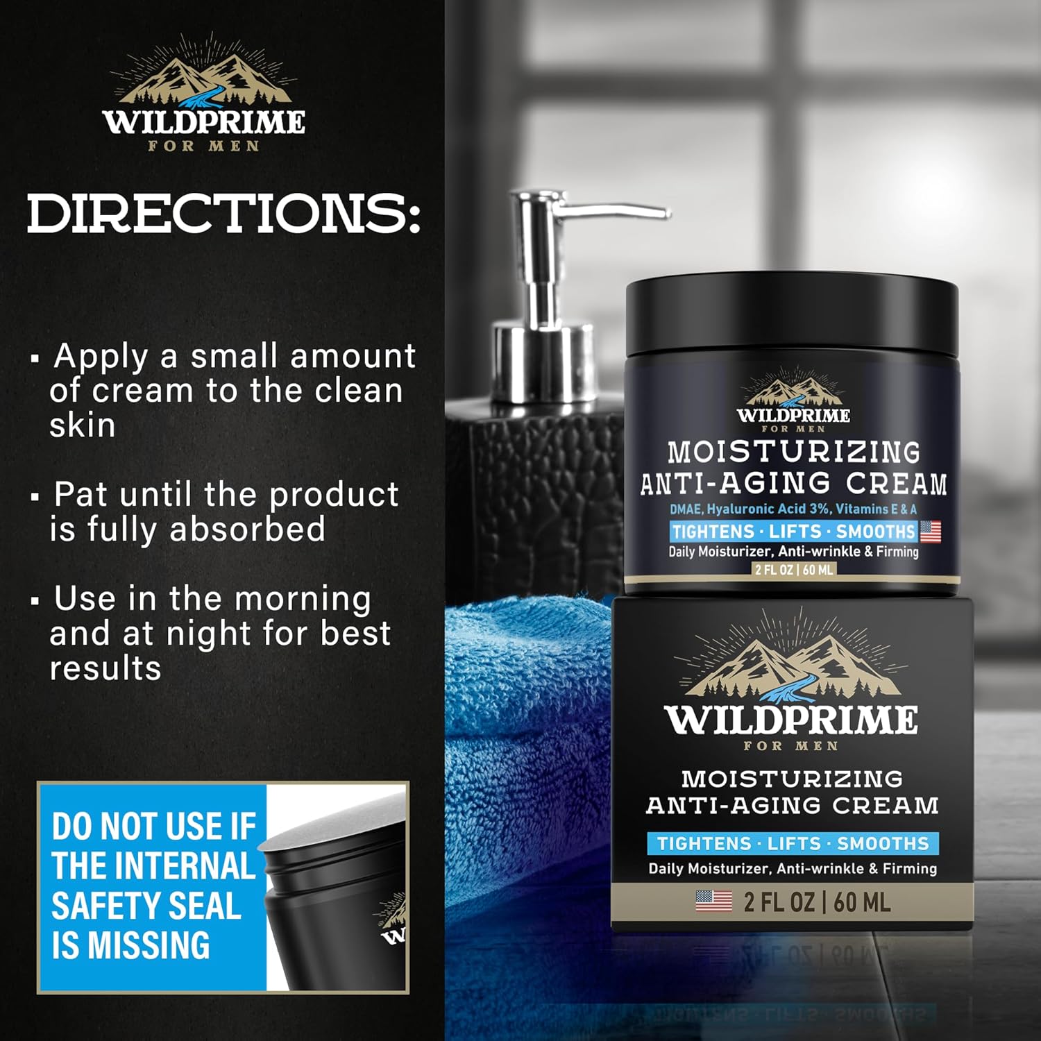 Men's Face Moisturizer Cream - Anti Aging & Wrinkle - Made in USA - Collagen, Hyaluronic Acid, Vitamins E & A, Avocado Oil - After Shave Lotion - Age Facial Skin Care, Day & Night Moisturizing, 2 oz - Image 6