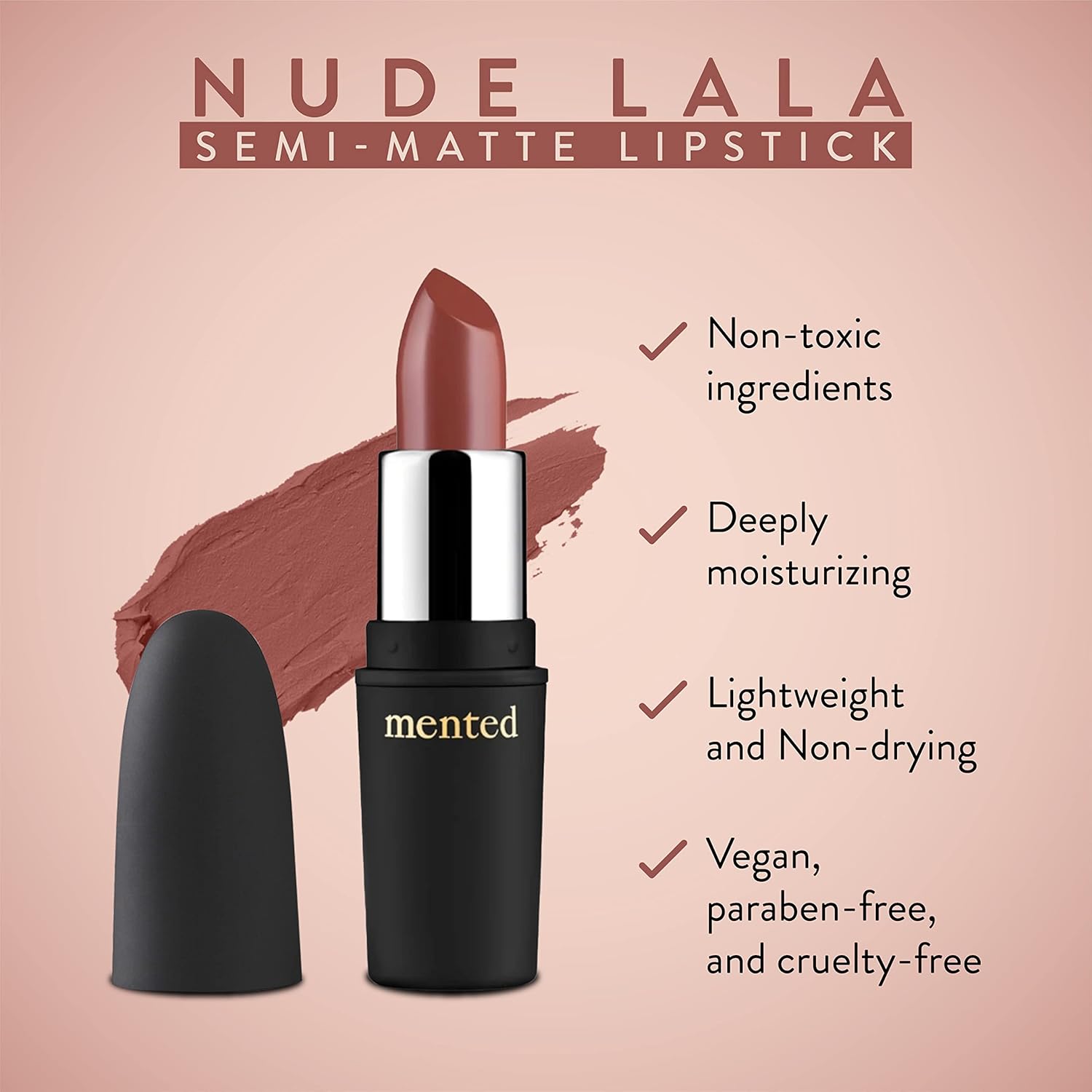 Mented Cosmetics Nude Lipstick for Women, Semi-Matte Long-Lasting Lip Stick, Moisturizing Vegan, Paraben & Cruelty-Free, Enhances All Complexions, Perfect for Everyday Makeup, Nude LaLa - Image 4