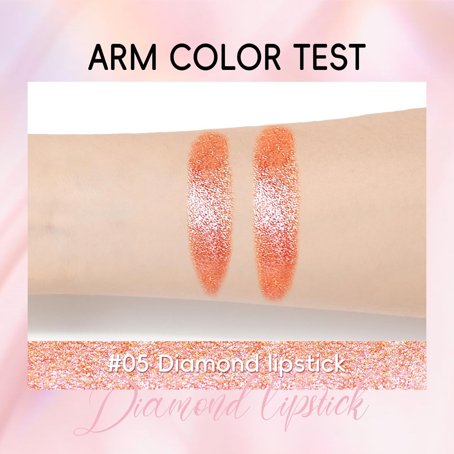 Metallic Coral Orange Lipstick Long Lasting, High Shine Glitter Diamond Creamy Lipstick Transfer Proof, Shimmer High Impact Lip Color Full Coverage Non Stick Cup Lightweight Lip Makeup#5 - Image 6