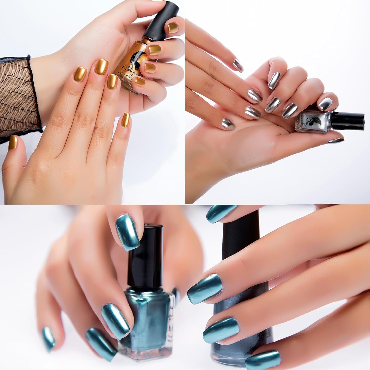 Metallic Mirror Nail Polish Effect, Long-Lasting Quick Dry Nail Lacquers, Shiny DIY Nail Polish (12#, 6ml) - Image 2
