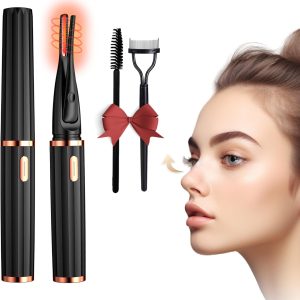 MGKO Heated Eyelash Curlers, 2 in 1 Clip-Type Eyelash Curler, Natural Curling 24 Hours Long Lasting, 3 Temperature Modes with USB Rechargeable, Gift for Women Girls (M-xz2), Black (M-xz2)