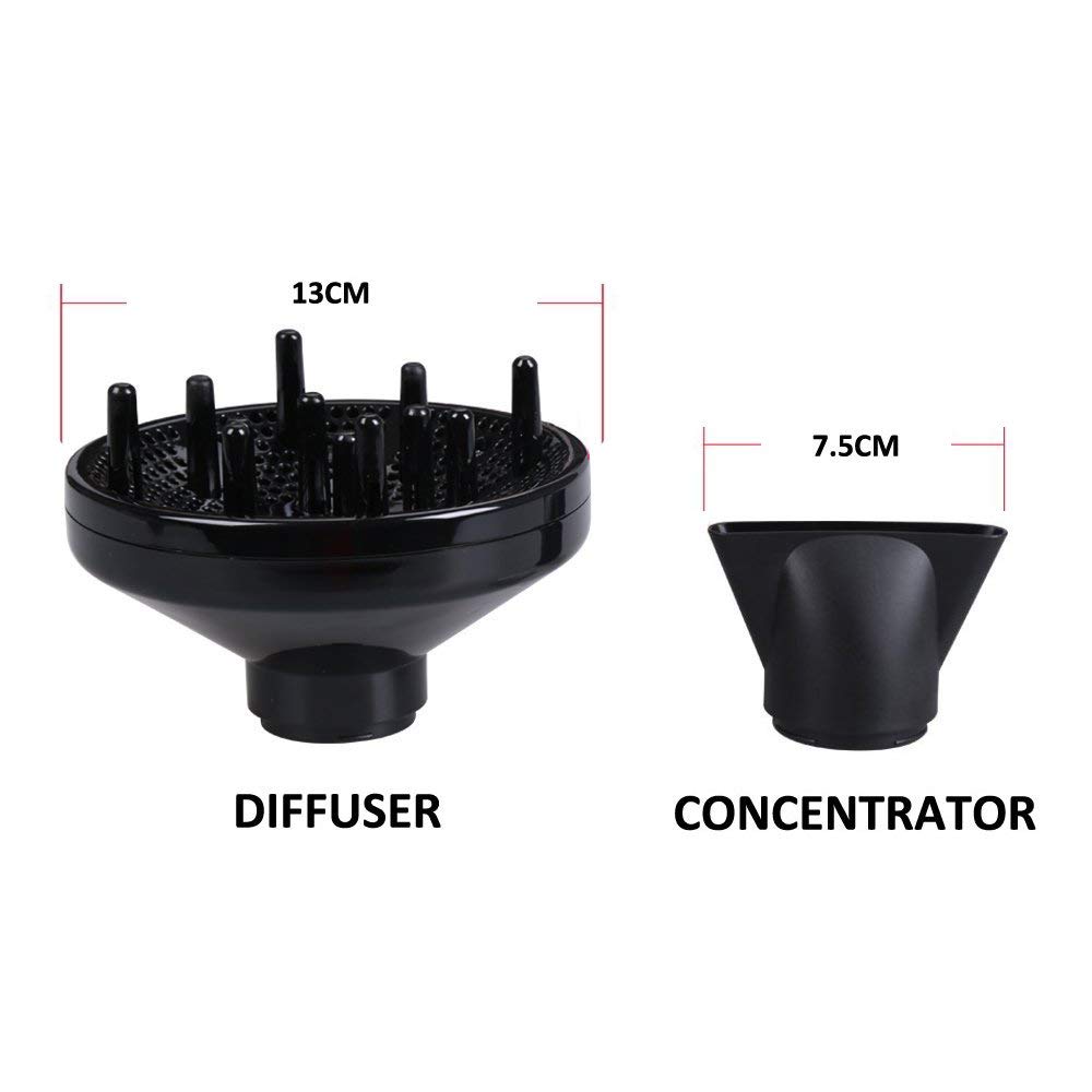 MHU Professional Salon Grade 1875w Low Noise Ionic Ceramic Ac Infrared Heat Hair Dryer Plus One Concentrator and One Diffuser Black Color - Image 5