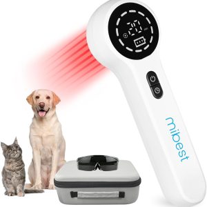 Mibest Cold Laser Therapy Device for Vet - Red Light Therapy for Dogs and Cats - Infrared Light Therapy Targets Joint and Muscles - Pain Relief, Arthritis, Spinal, Wound Healing (4x808nm + 12x650nm)