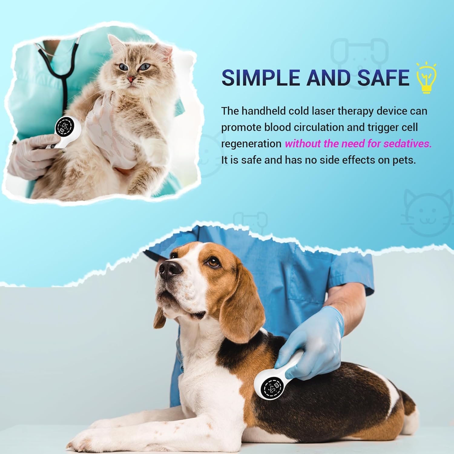 Mibest Cold Laser Therapy Device for Vet - Red Light Therapy for Dogs and Cats - Infrared Light Therapy Targets Joint and Muscles - Pain Relief, Arthritis, Spinal, Wound Healing (4x808nm + 12x650nm) - Image 3