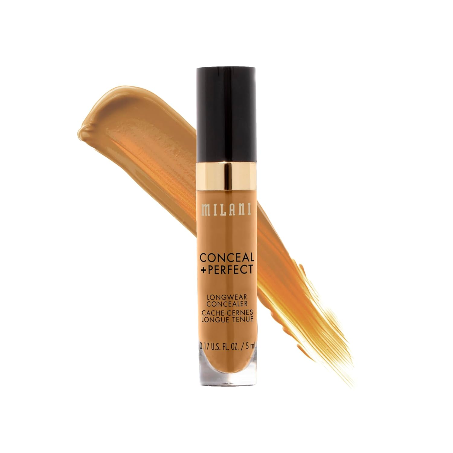 Milani Conceal + Perfect Longwear Concealer Full Coverage Infused with Hyaluronic Acid & Vitamin E, Cover Dark Circles, Blemishes & Skin Imperfections for Long-Lasting Wear -Deep Tan
