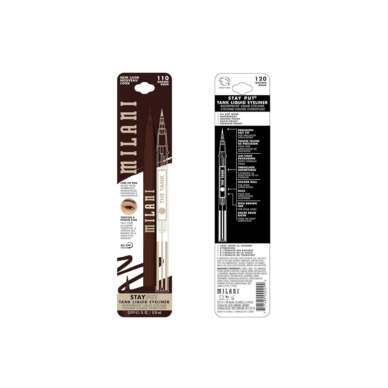 Milani The Tank Liquid Eyeliner - No-Skip Liquid Eyeliner Pen, Waterproof Formula, Makeup Pen, Long Lasting & Smudgeproof - 120 Brown - Image 6