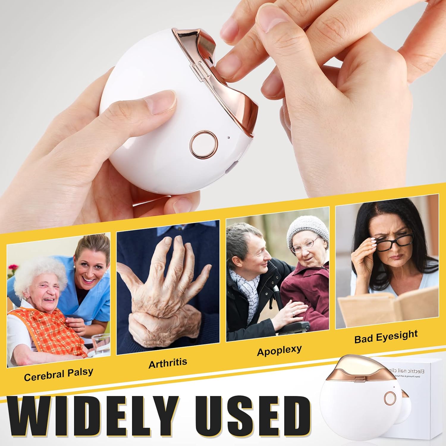Minatee Automatic Nail Clipper, Electric Nail Clippers Safety Fingernail Cutter Nail Trimmer Scissors Gift for Caregivers, Elderly, Adults, Children, Care Communities(White) - Image 4