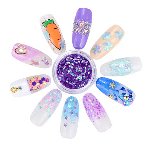Minejin Nail Art Glitter Decoration Paillette Powder Dust Sequins Tips 12 Pots - Image 2