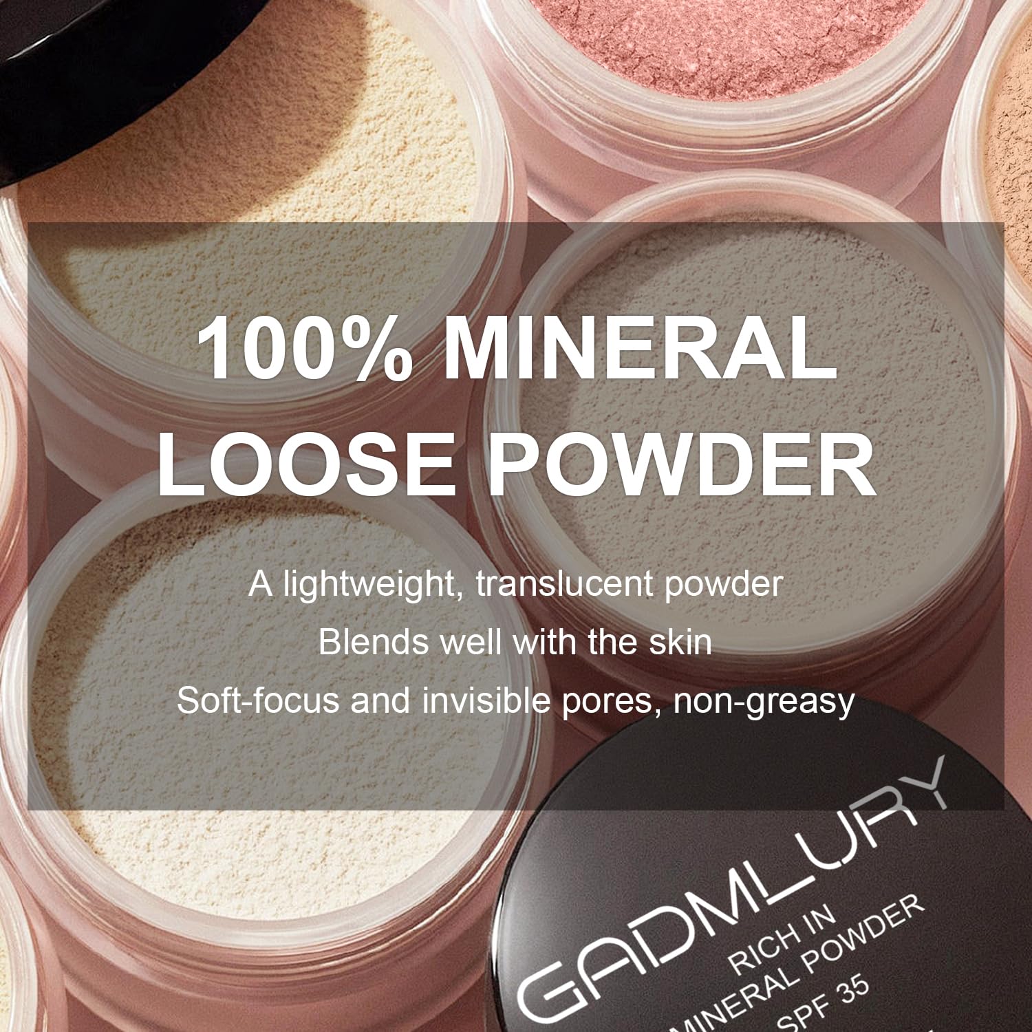 Mineral Powder Foundation, SPF 35, Sunscreen Lightweight Loose Powder, Skin-Improving, Buildable Coverage, Natural Glow Base Makeup (#06 Medium Beige Foundation Makeup) - Image 2
