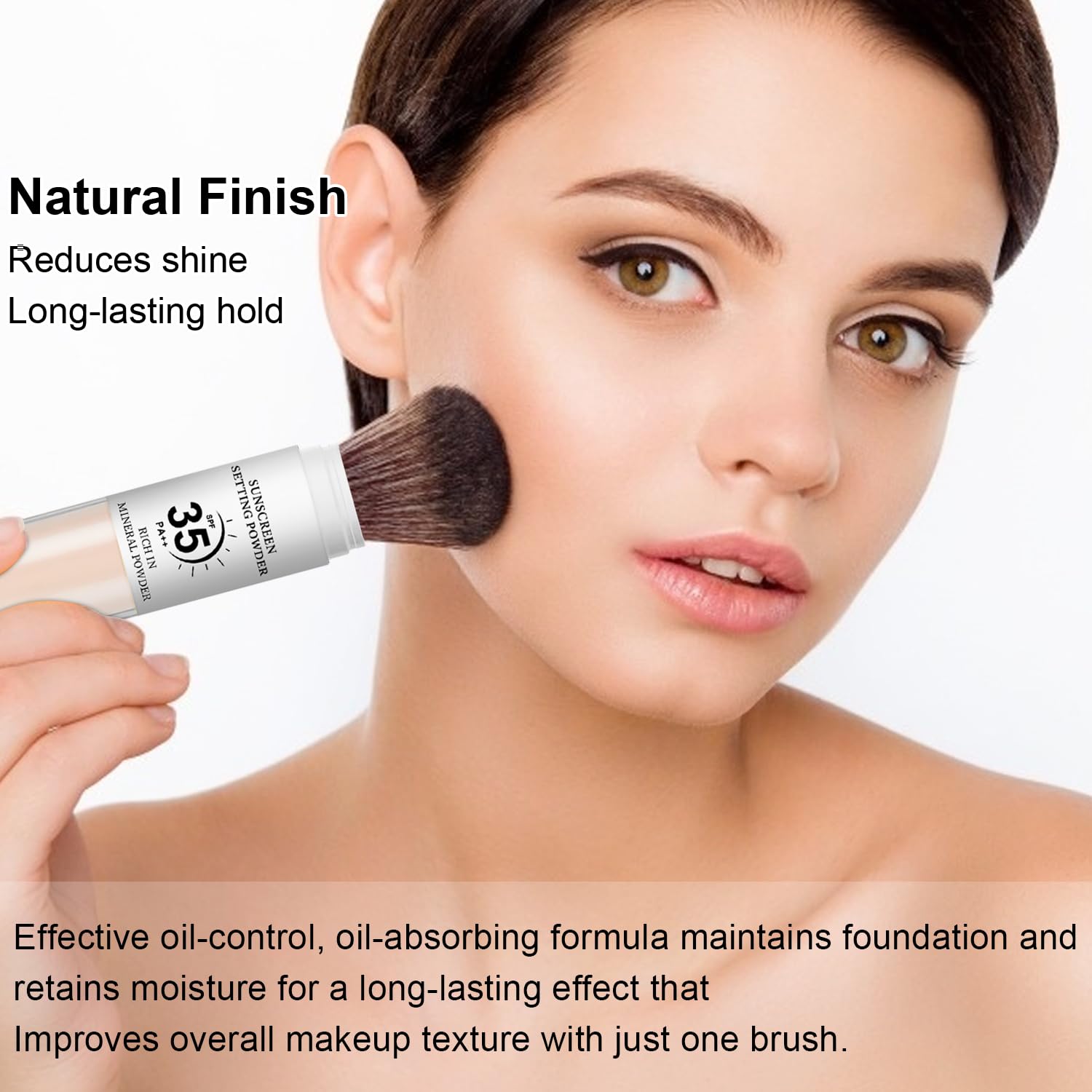 Mineral Sunscreen Setting Powder, SPF 35 Translucent Loose Powder for Face & Scalp, Mineral Brush Powder, Oil Control Natural Matte Finish, Lasting Lightweight Breathable (#01 Translucent) - Image 7