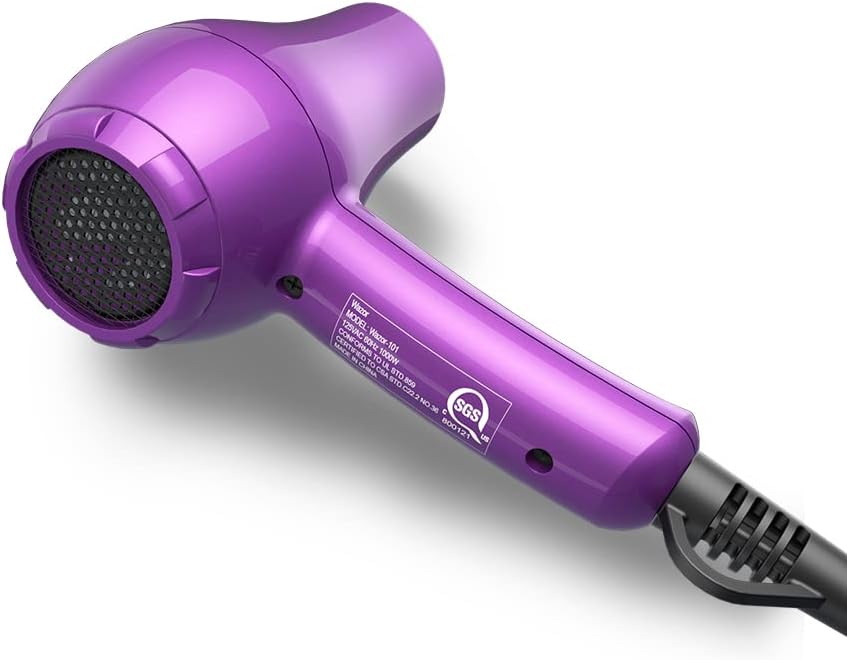 Mini Lightweight Hair Dryer for Pour Painting & RV Compact Travel Blow Dryer for Kids 1000W Ionic Dryer with Concentrator, Cool Shot Button - Image 4