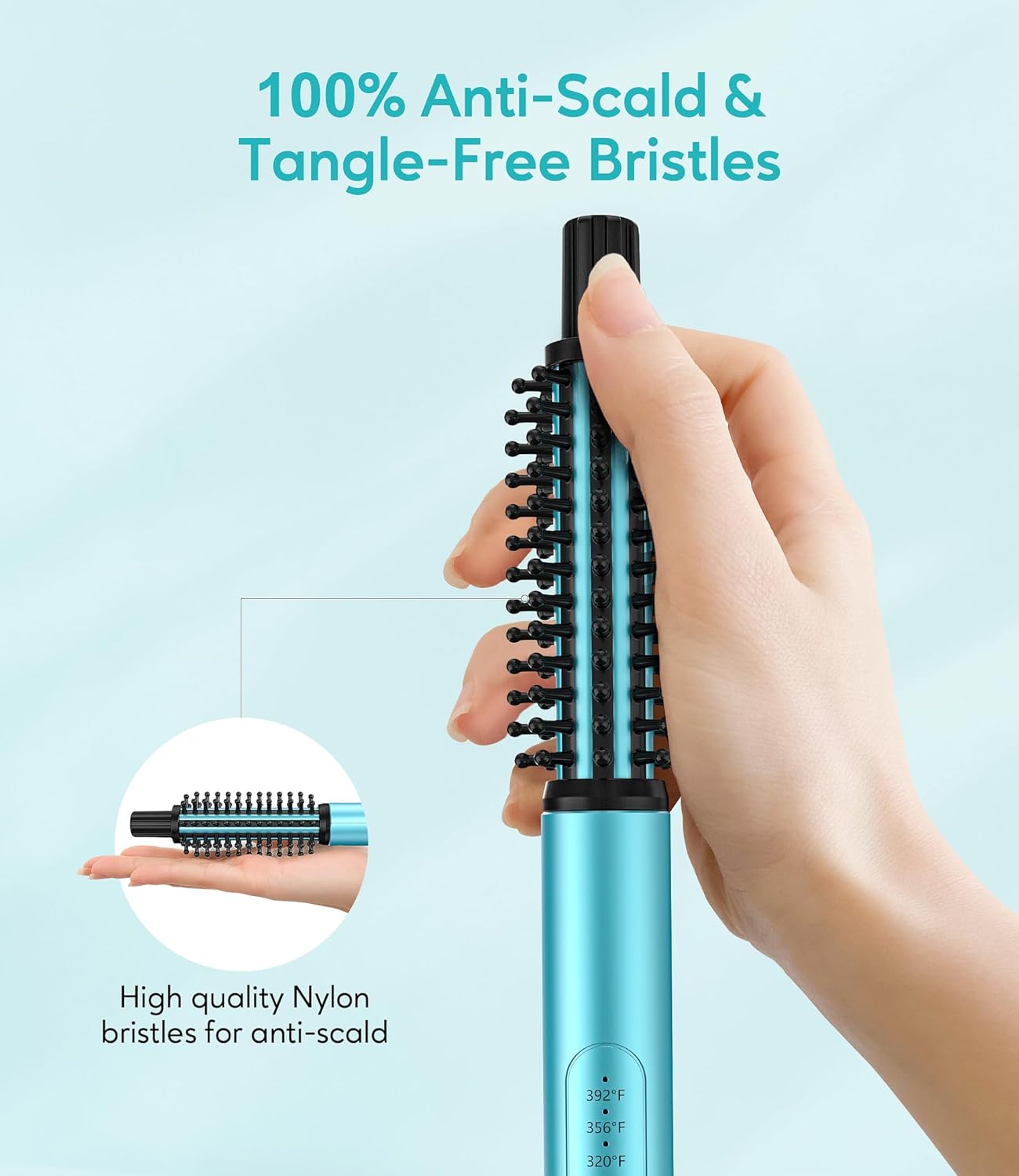 Mini Thermal Brush 3 Temperature Adjustable, 3/4 Inch Travel Curling Iron for Short Hair, Heated Round Brush for Touch-ups and Small Curls, Lightweight Curling Wand for Thin Hair, Dual Voltage - Image 6