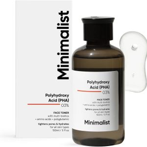 Minimalist 3% PHA Alcohol Free Hydrating Face Toner for Pore Tightening | Mild Exfoliation, pH Balancing & Rebalancing Skin Microbiome | for Women & Men | 5 Fl Oz / 150 ml