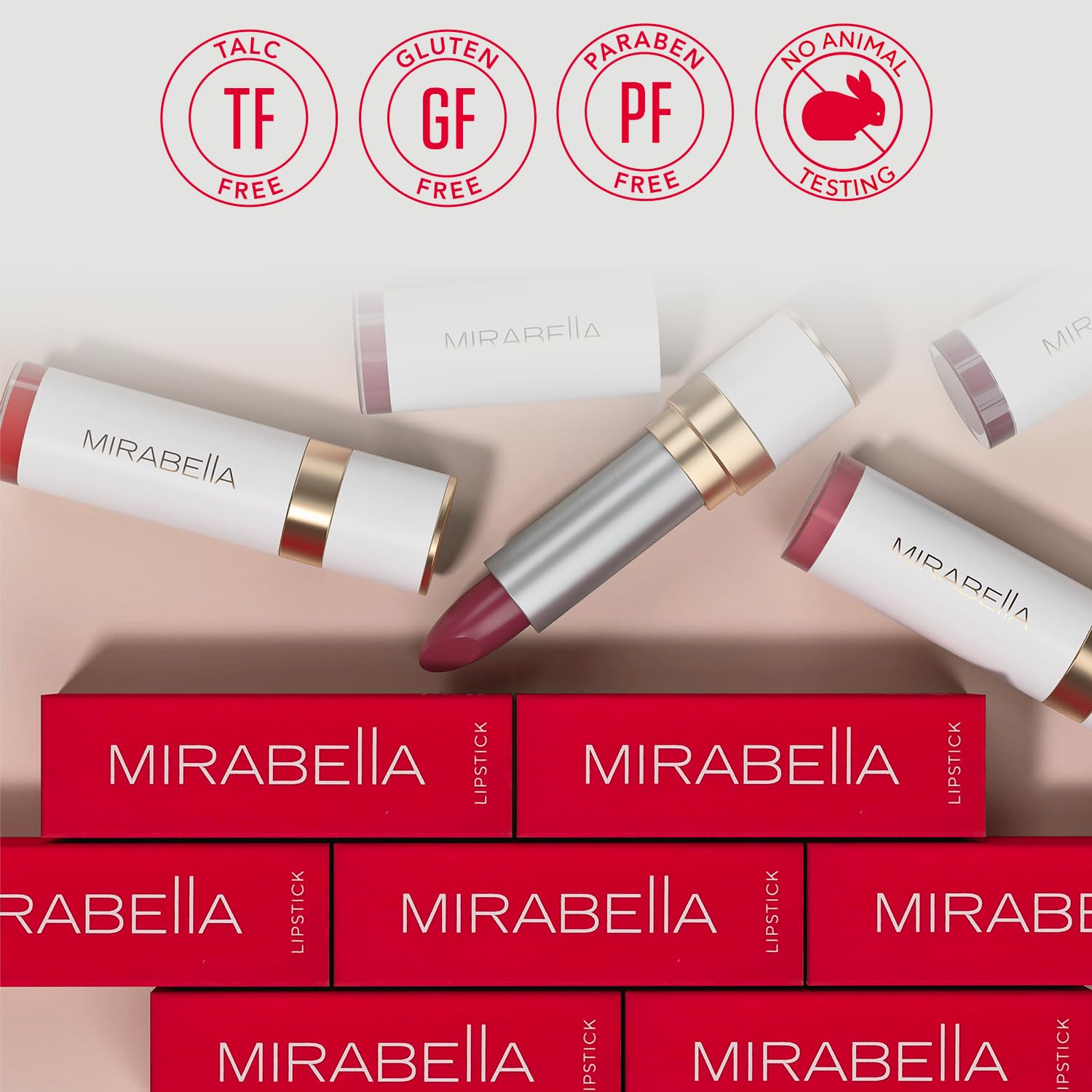 Mirabella Sealed with a Kiss Full Coverage Moisturizing Lipstick, Richly Pigmented, Ultra Creamy, Hydrating and Mineral-Based Lip Color with Antioxidant Vitamin E in Matte & Shine Shades, Coral Crush - Image 5