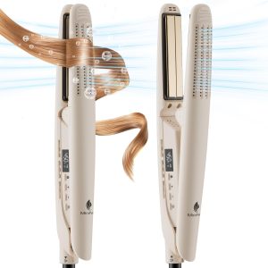 MiroPure Flat Iron Hair Straightener, Hair Straightener and Curler 2-in-1, 360° Airflow Styler with Cool Air for Curls, Titanium Ceramic Ionic, Hair Care Aroma,Auto Off, Dual Voltage for Travel