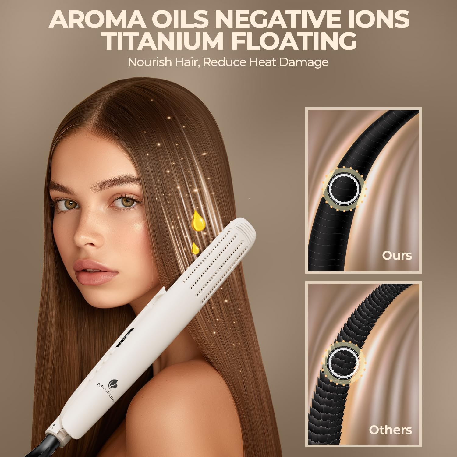 MiroPure Flat Iron Hair Straightener, Hair Straightener and Curler 2-in-1, 360° Airflow Styler with Cool Air for Curls, Titanium Ceramic Ionic, Hair Care Aroma,Auto Off, Dual Voltage for Travel - Image 3